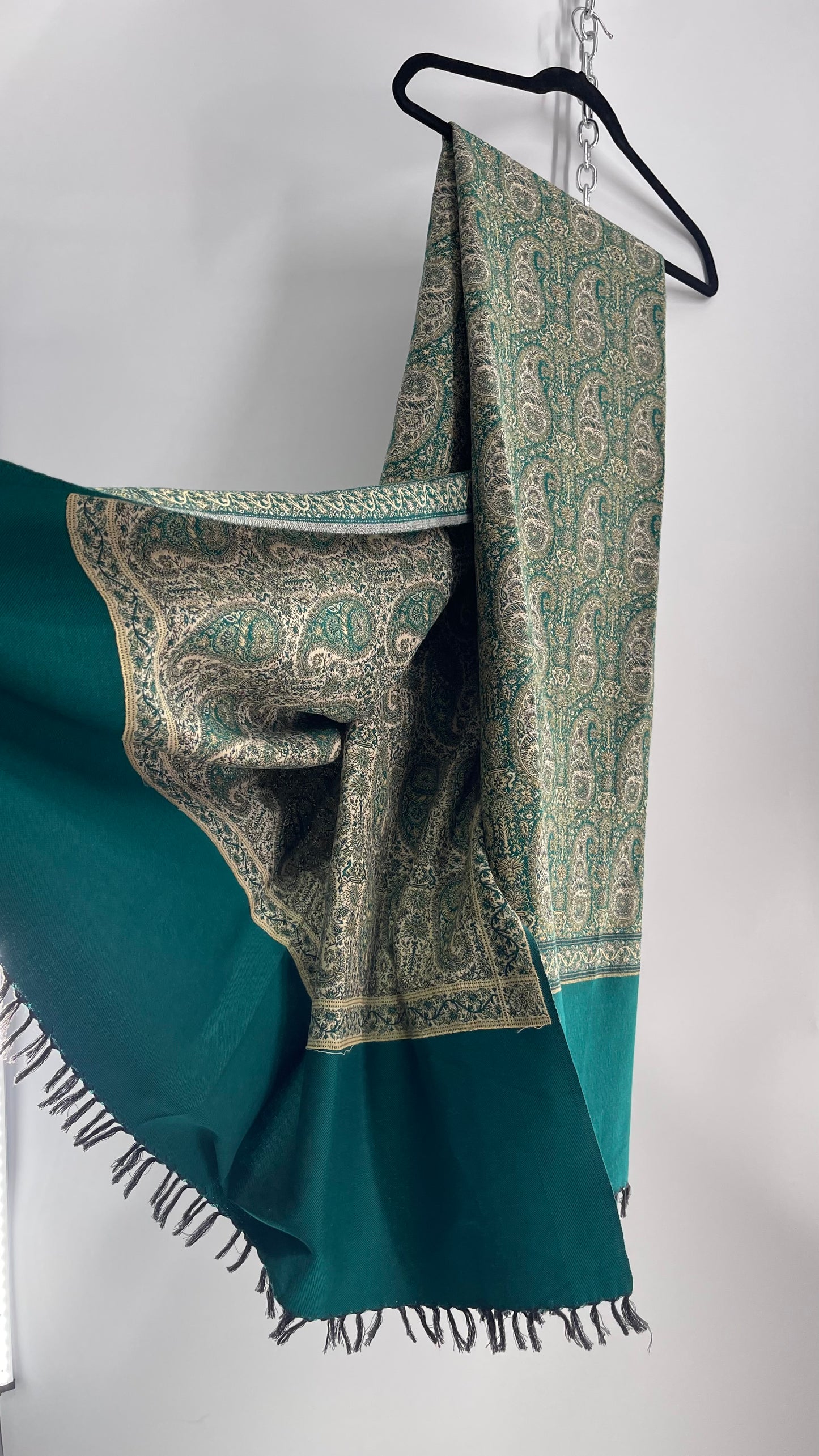 Vintage Huge Thick Pakistani Green Scarf