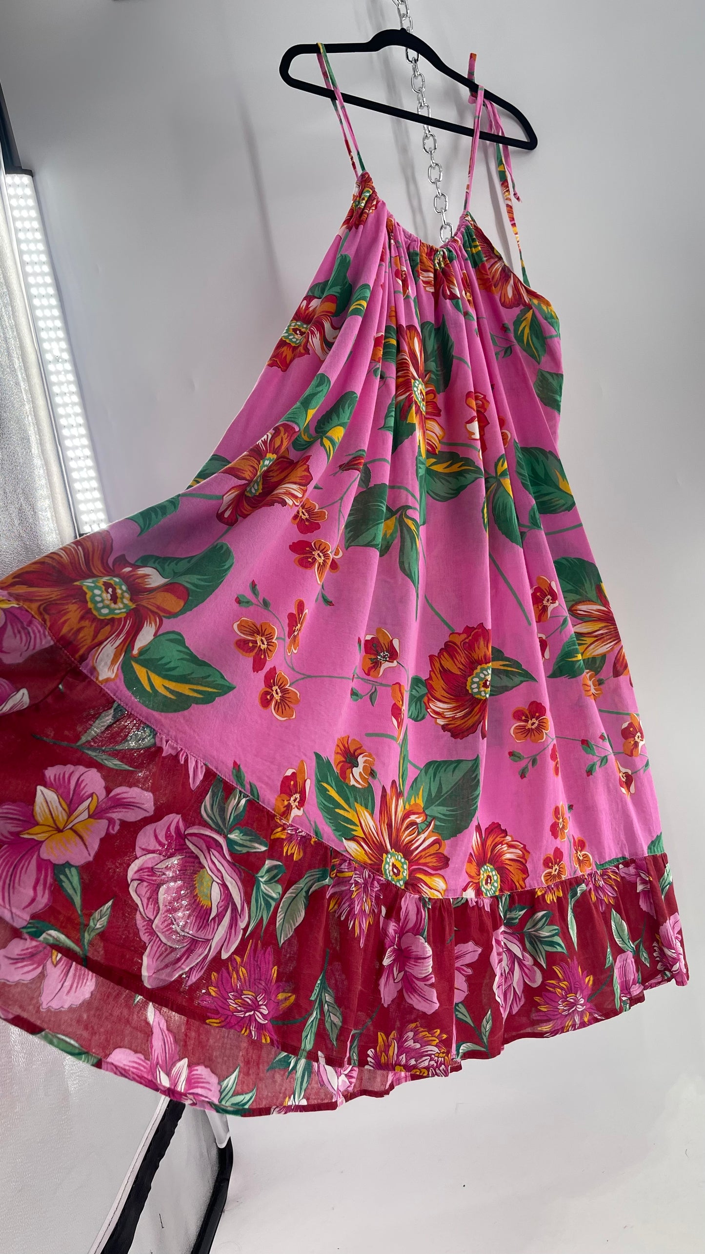 Handemade Brazilian Color Blocked Pink/Red Floral Maxi (One Size)