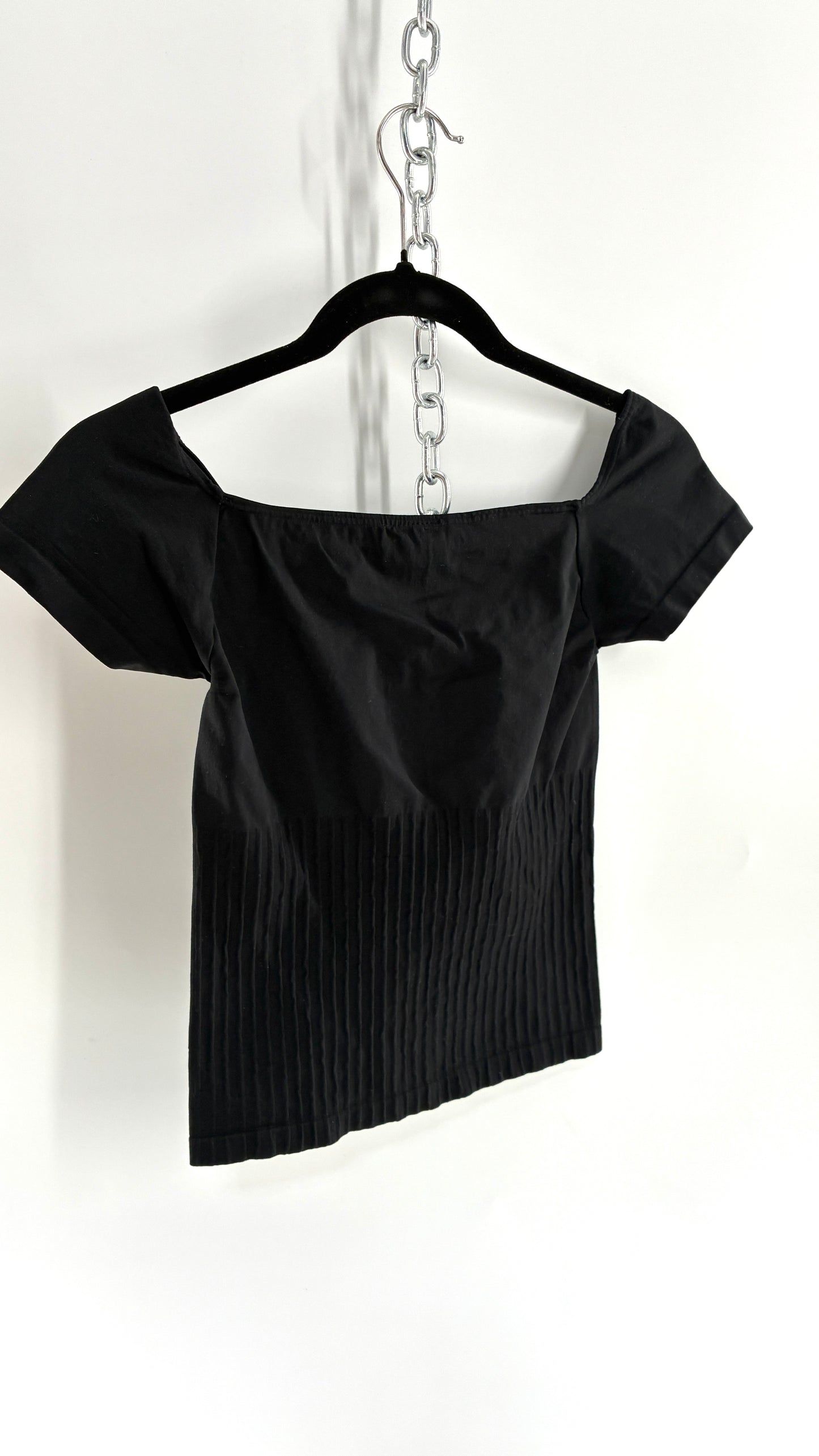 Vintage Imported Brazilian Black Netted Neckline Spandex Top
