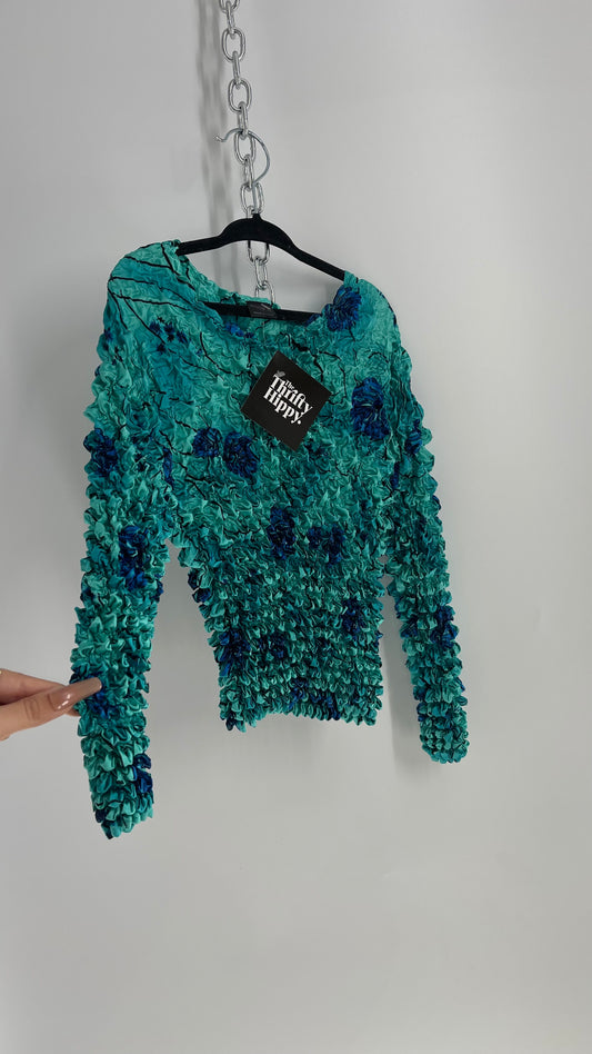 Vintage 1990s Magicscarf Teal Graphic Popcorn Longsleeve