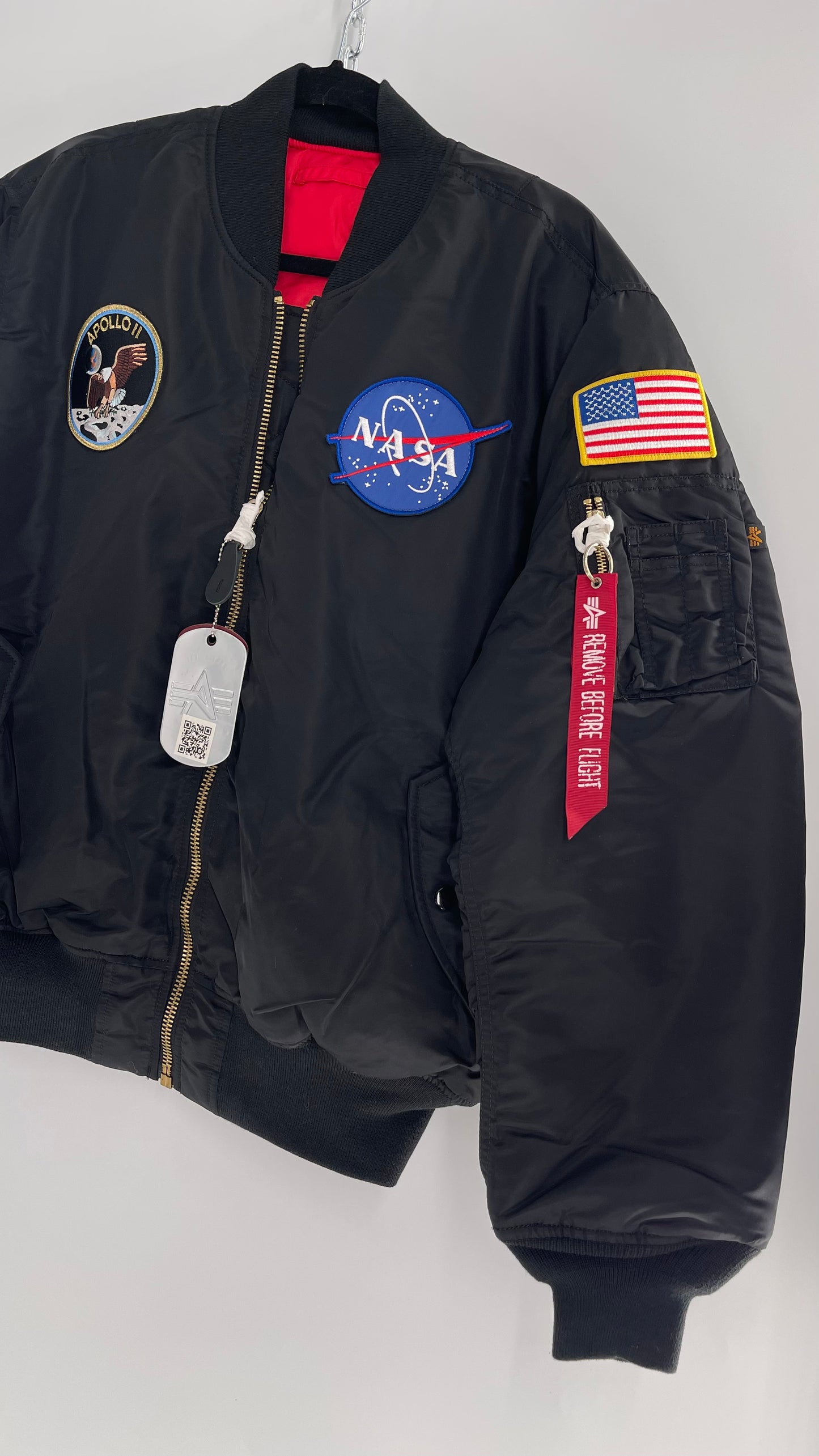 NASA Black Bomber Jacket with Tons of Patches Never Worn with Tags (XXL)