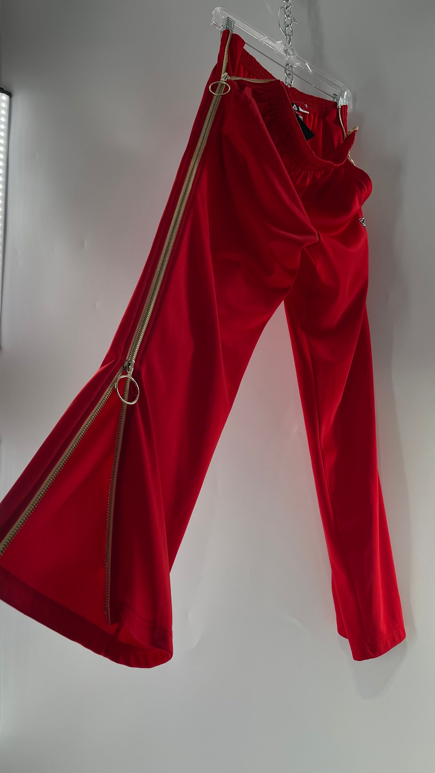 FILS X Pierre Cardin Red Complete Zip Side Wide Leg Athleisure Pant (Medium)