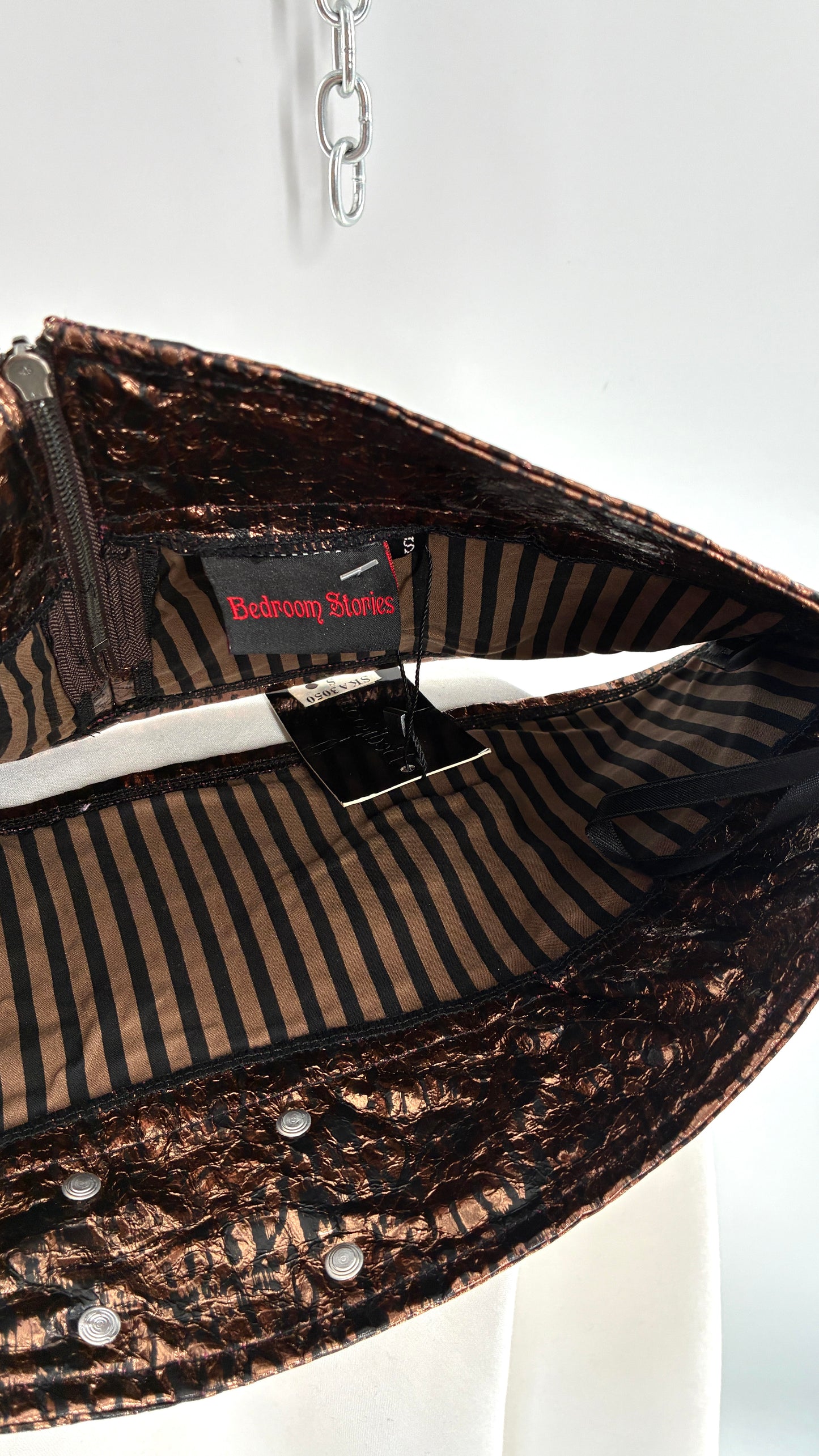 Deadstock Vintage BEDROOM STORIES Bronze Beaded Belt Skirt (Small)
