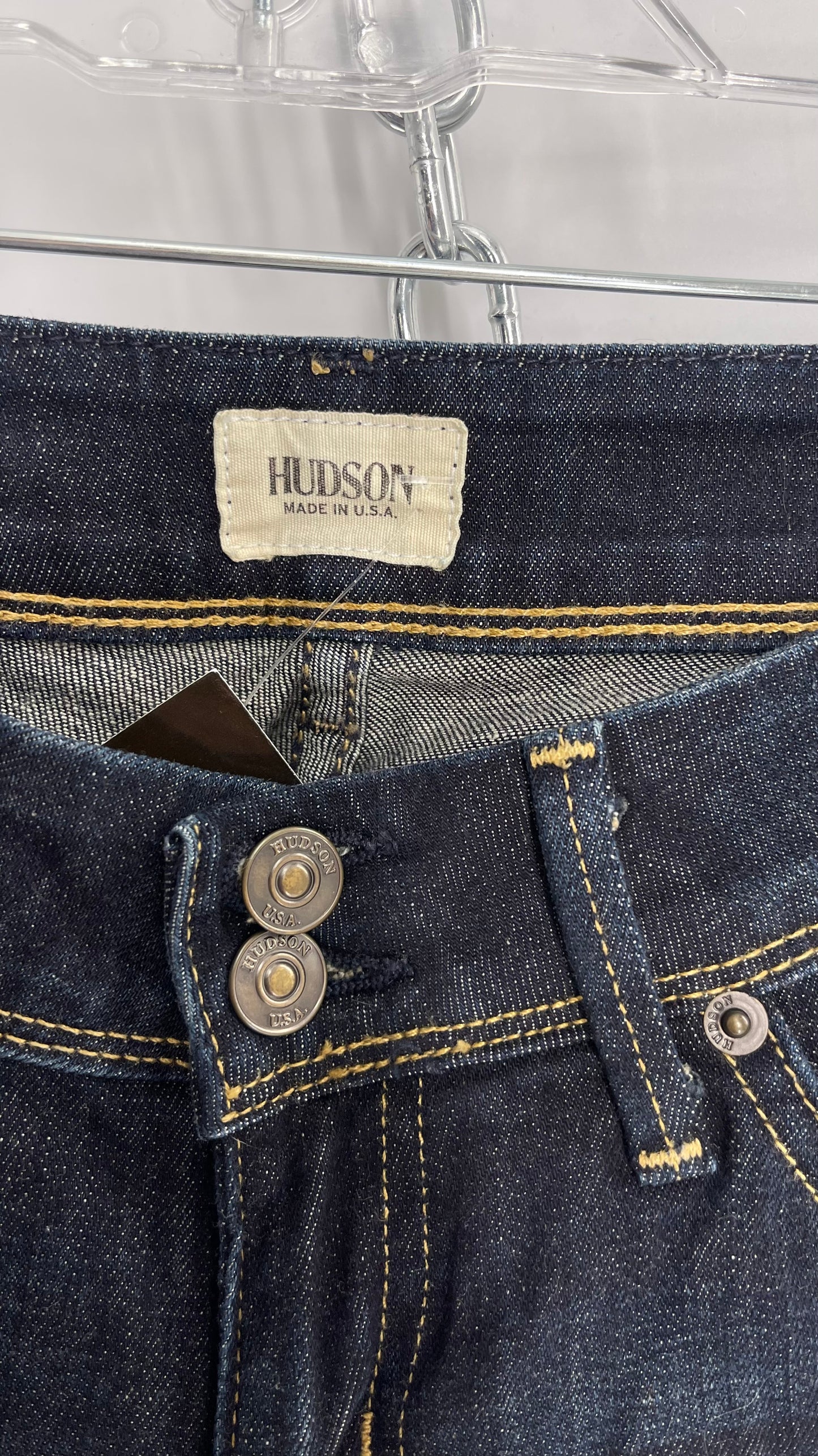 Hudson Dark Wash Low Rise Baby Boot Cut Jeans with Bum Pockets (25)