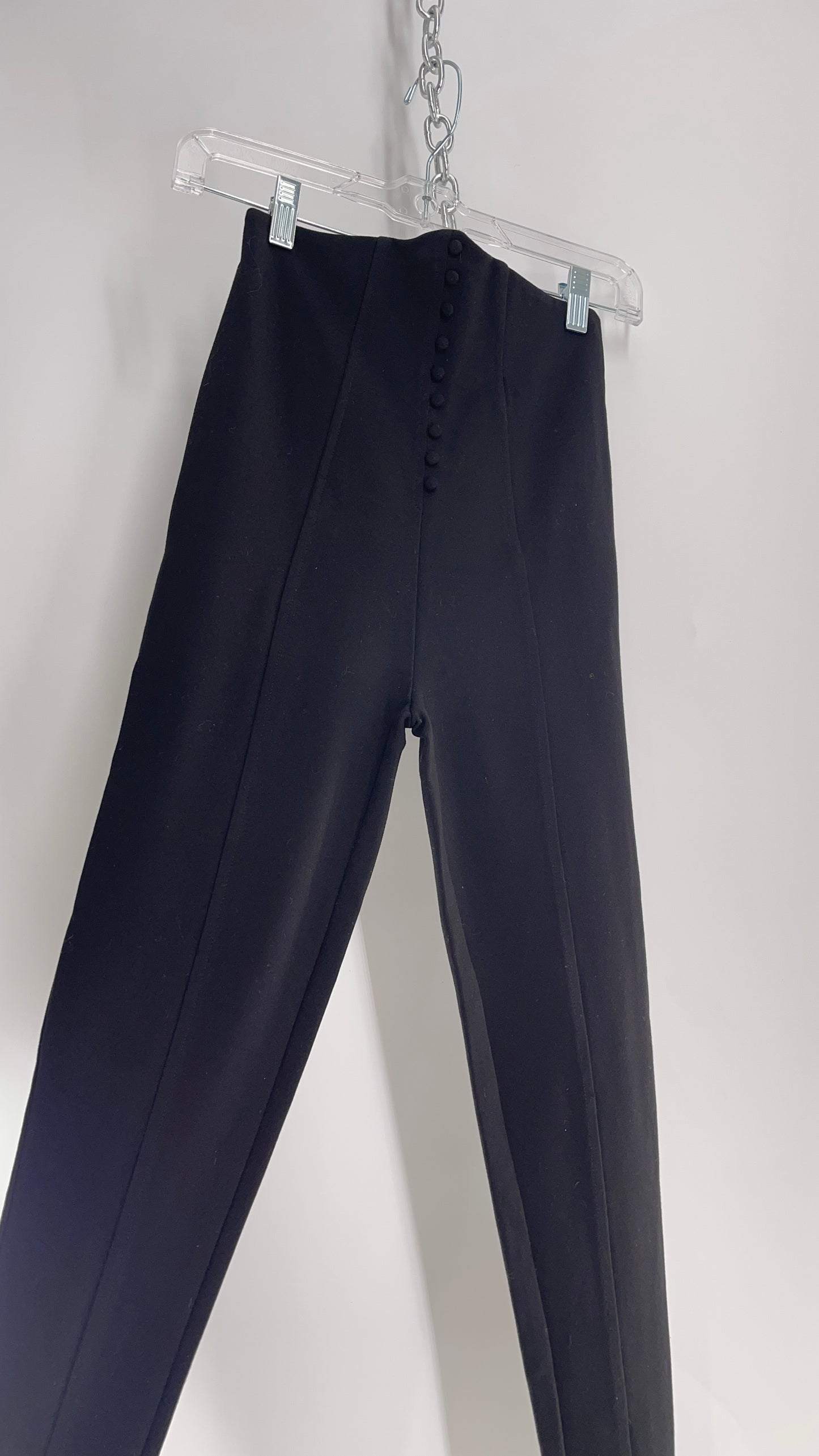 Urban Outfitters Silence + Noise Black High Waisted Pleated Pants with Built In Buttoned/Corset Detailing  (XS)