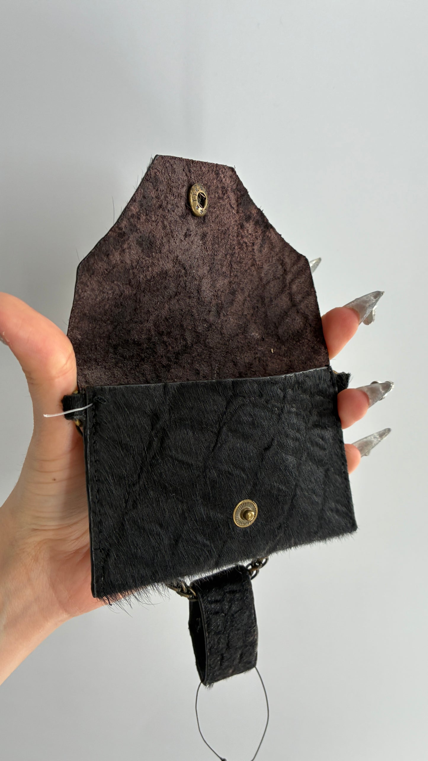 Free People Black Hide Genuine Leather Envelope Belt Pouch