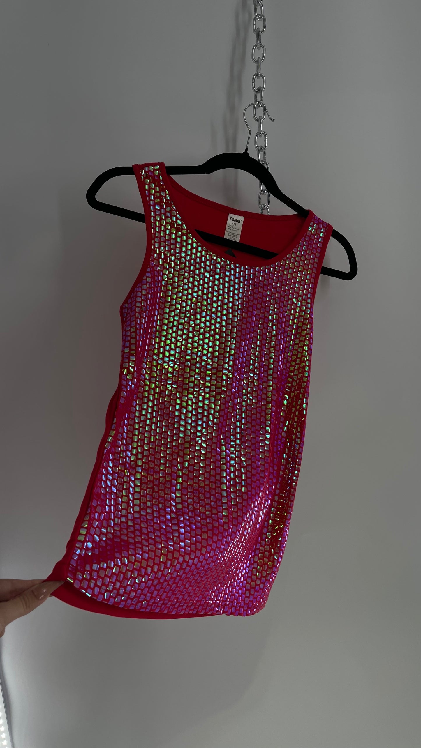 Vintage 1990s Red Iridescent Sequin Tank (S/M)