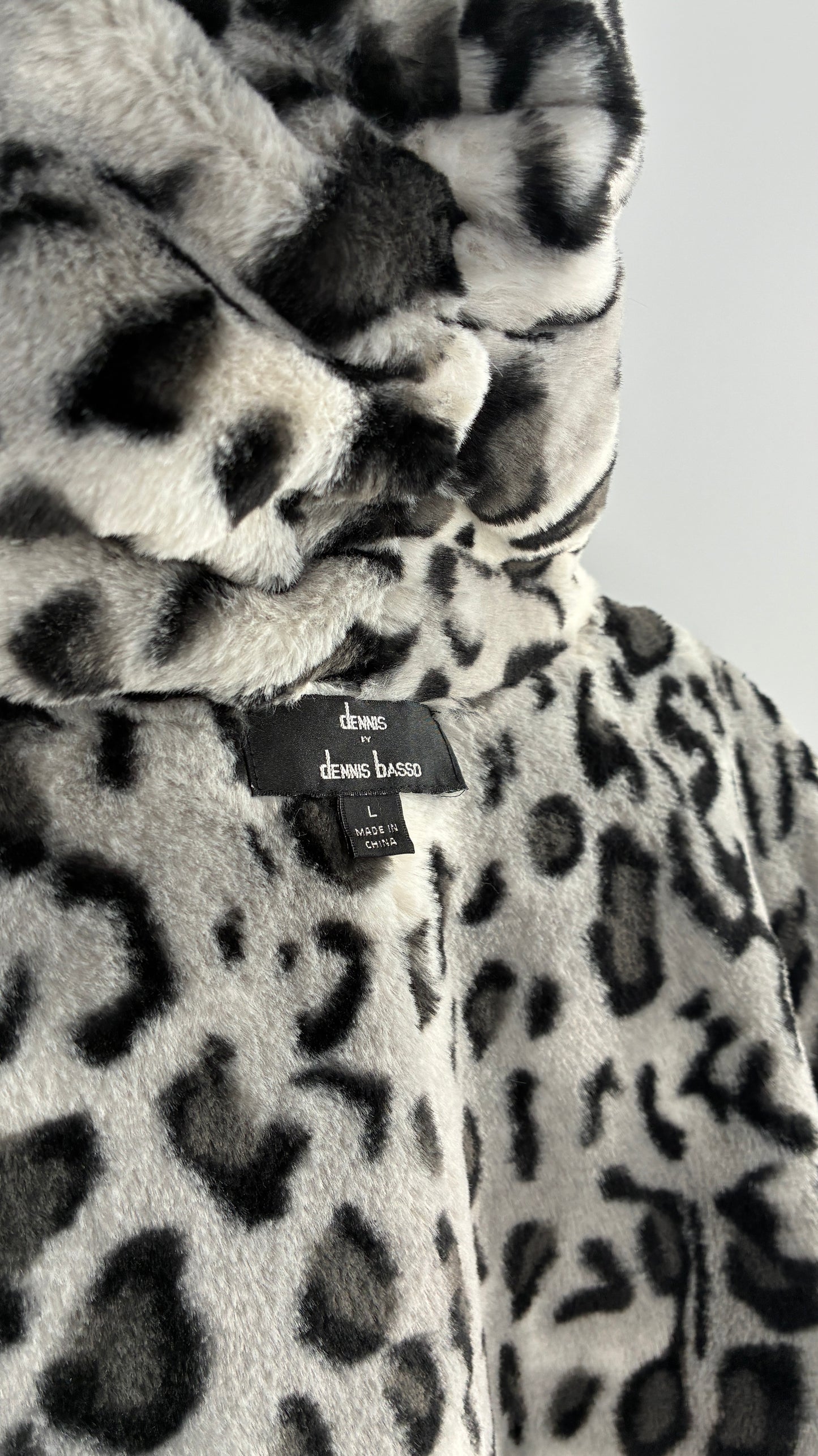 Vintage DENNIS BASSO Reversible Leopard Fur and Quilted, Hooded Coat (Large)