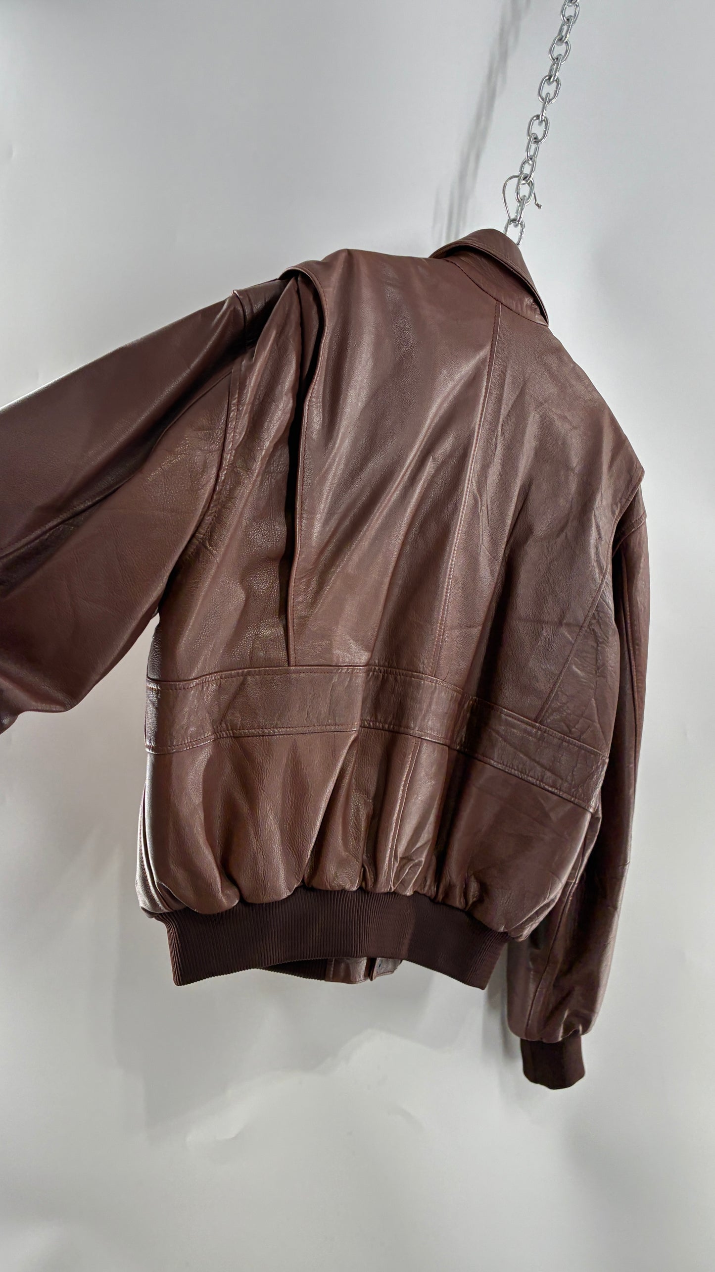 Vintage SUPER FORTRESS B2 Brown Leather Bomber Jacket (Large)