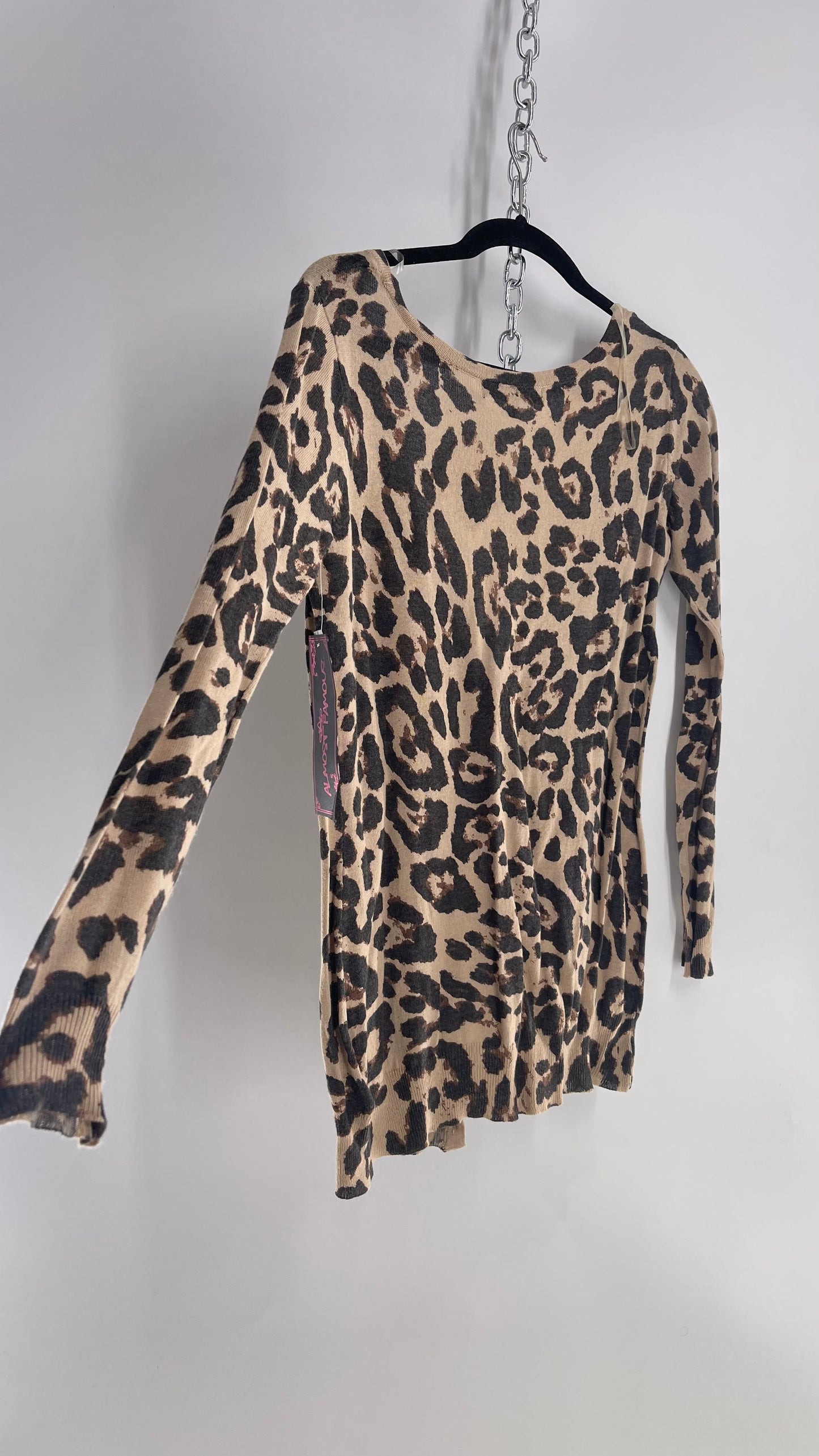 Deadstock Vintage Almost Famous Cheetah Knit Cardigan (Medium)