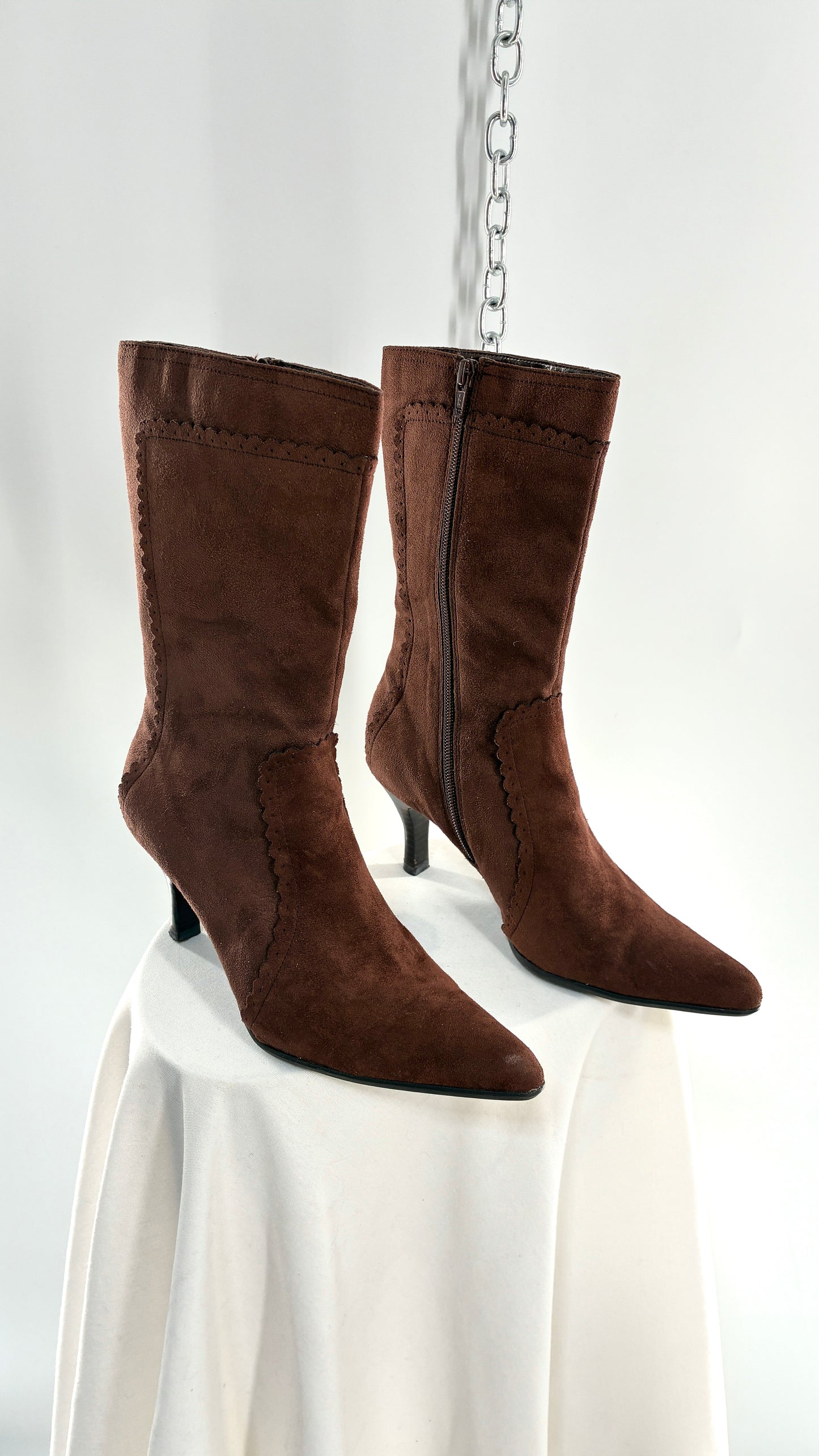 Vintage GEORGE Vegan Suede Scalloped Edge Boot (8)