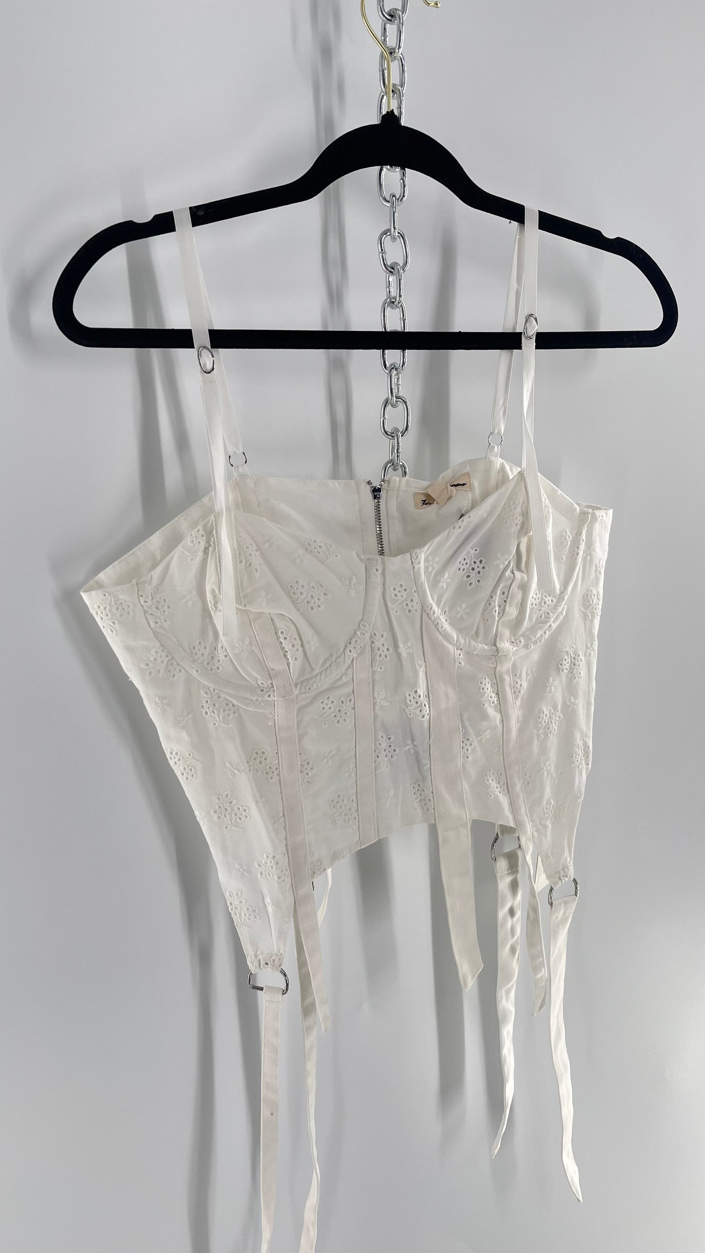 For Love and Lemons White Eyelet Lace Corset with Tags Attached (Large)