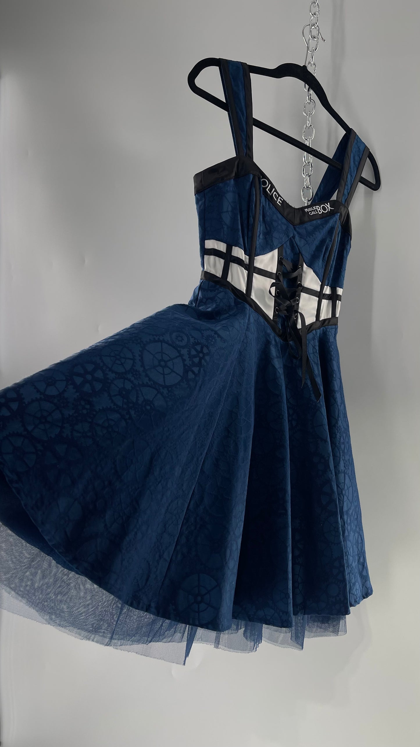 BBC Doctor Who Tardis 50s Vintage Style Dress with Tulle Underskirt (SM)