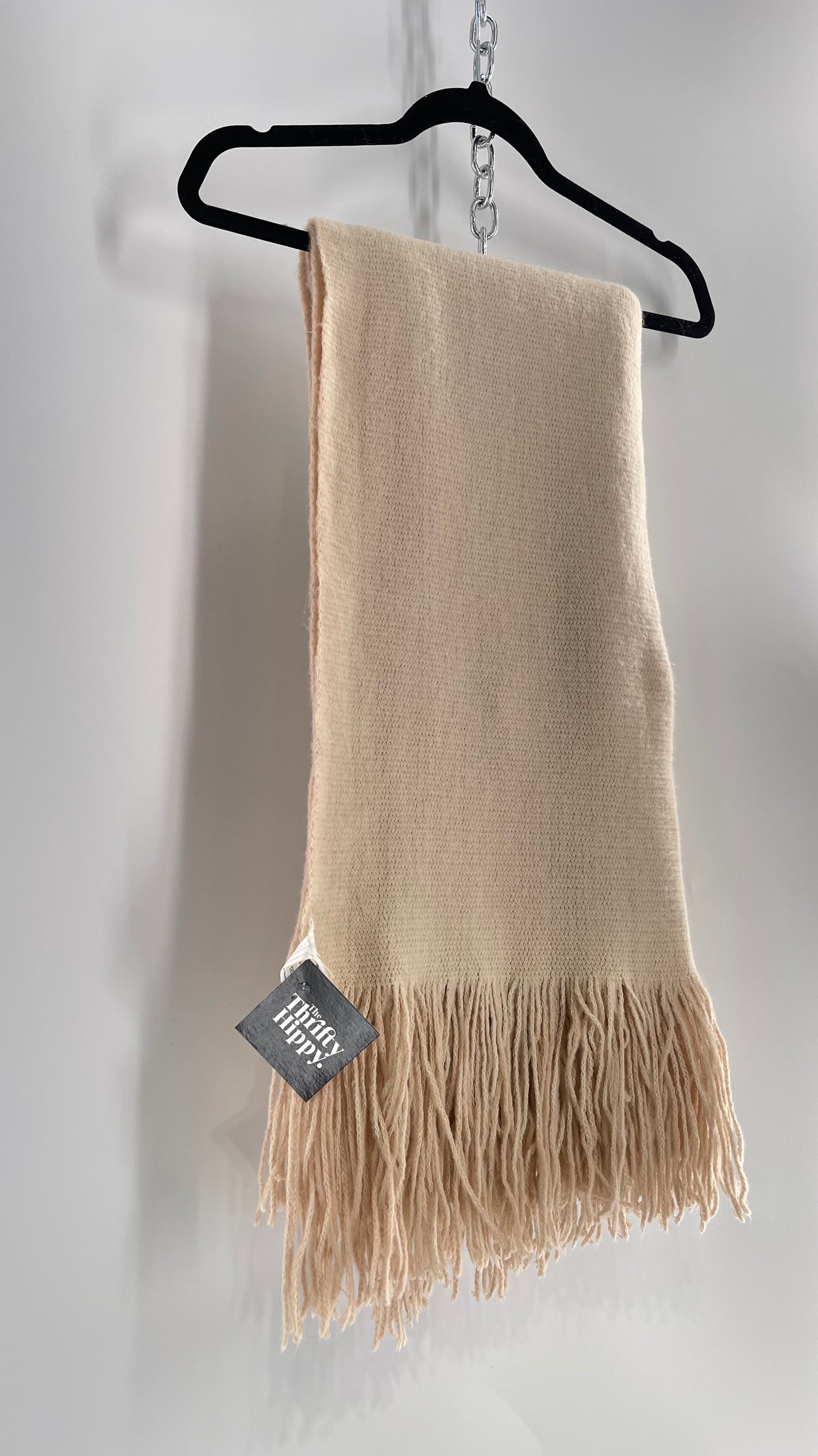 Free People Vanilla Beige and Ballet Slipper Pink Fringe Voluminous Scarf