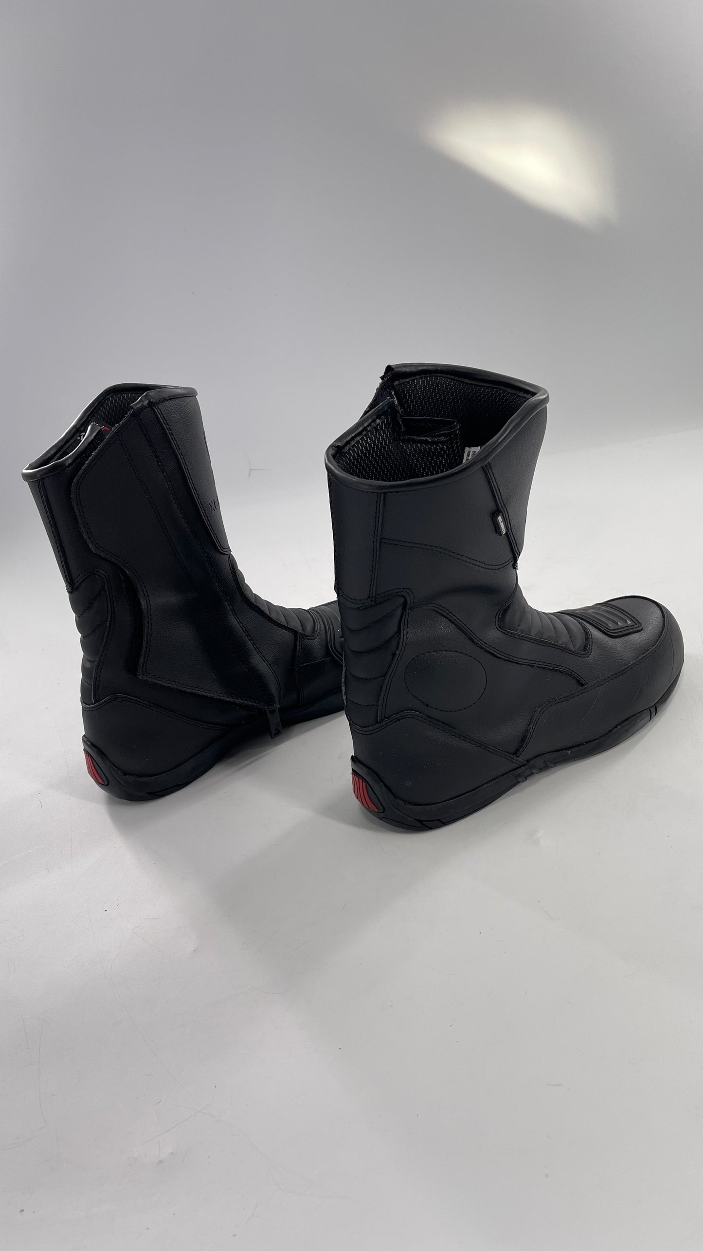 XELEMENT Black Leather Motorcycle Motocross Riding Boots (9.5)