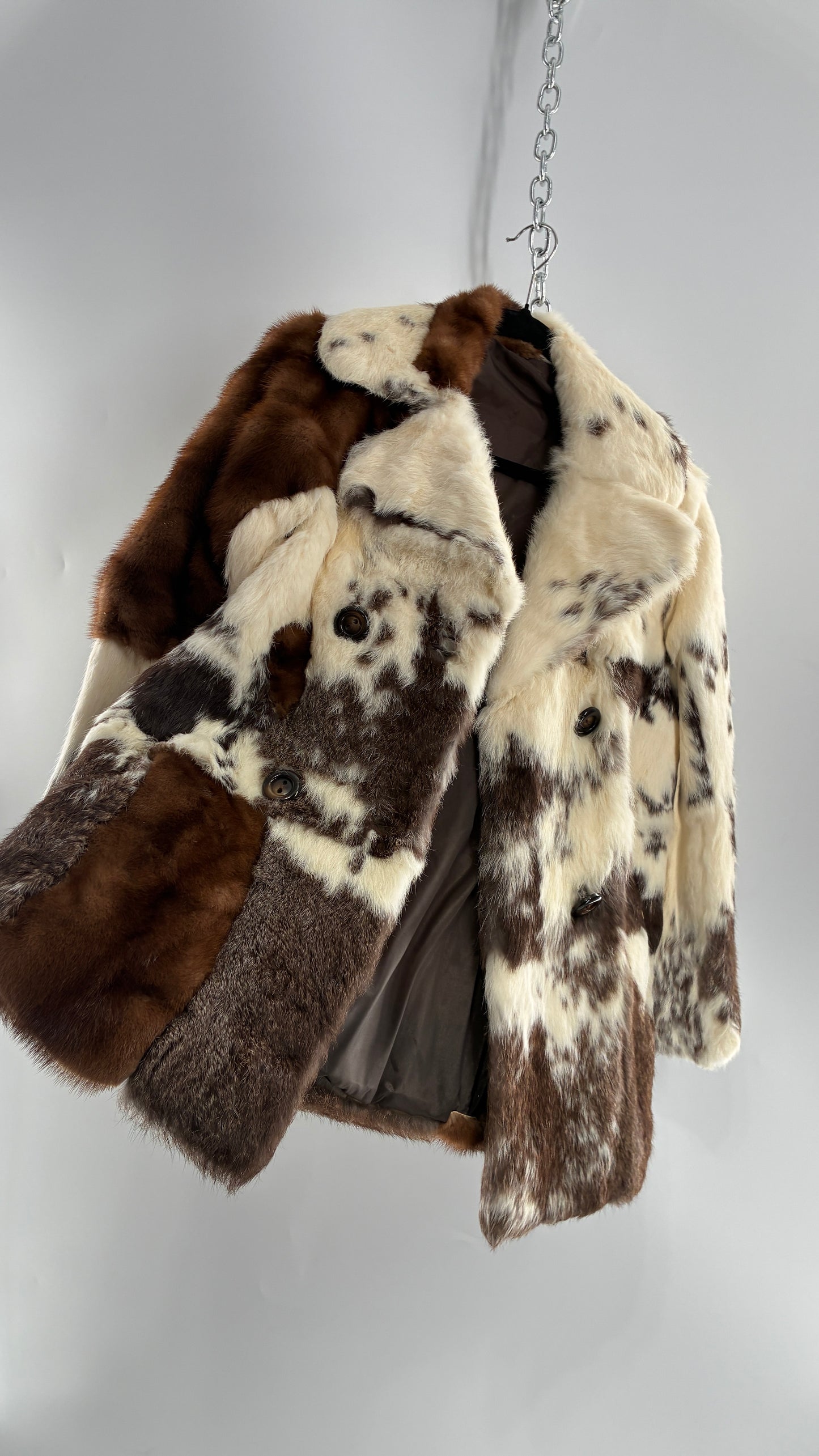 Vintage No Tags Handmade Patchwork Genuine Fur Coat (Medium)