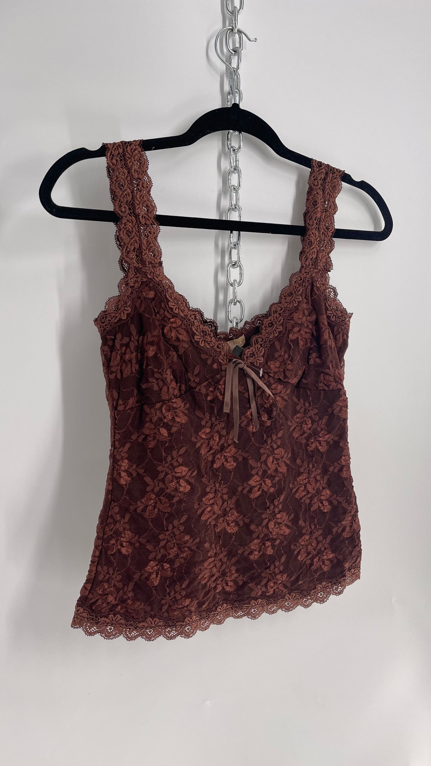 Vintage Twenty Brown Lace Tank  (Large)