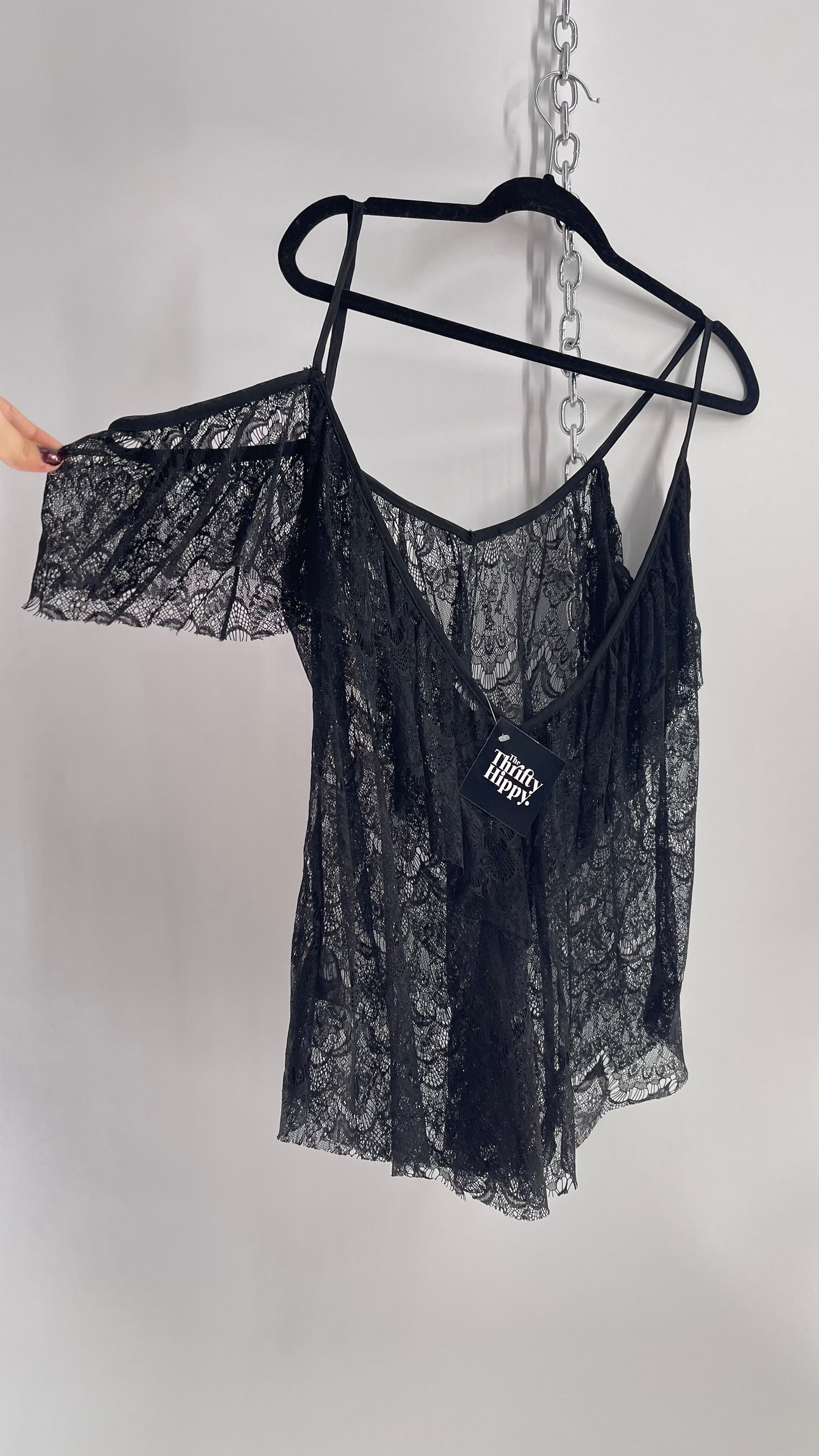 Kimchi Blue Black Lace Off the Shoulder (S)