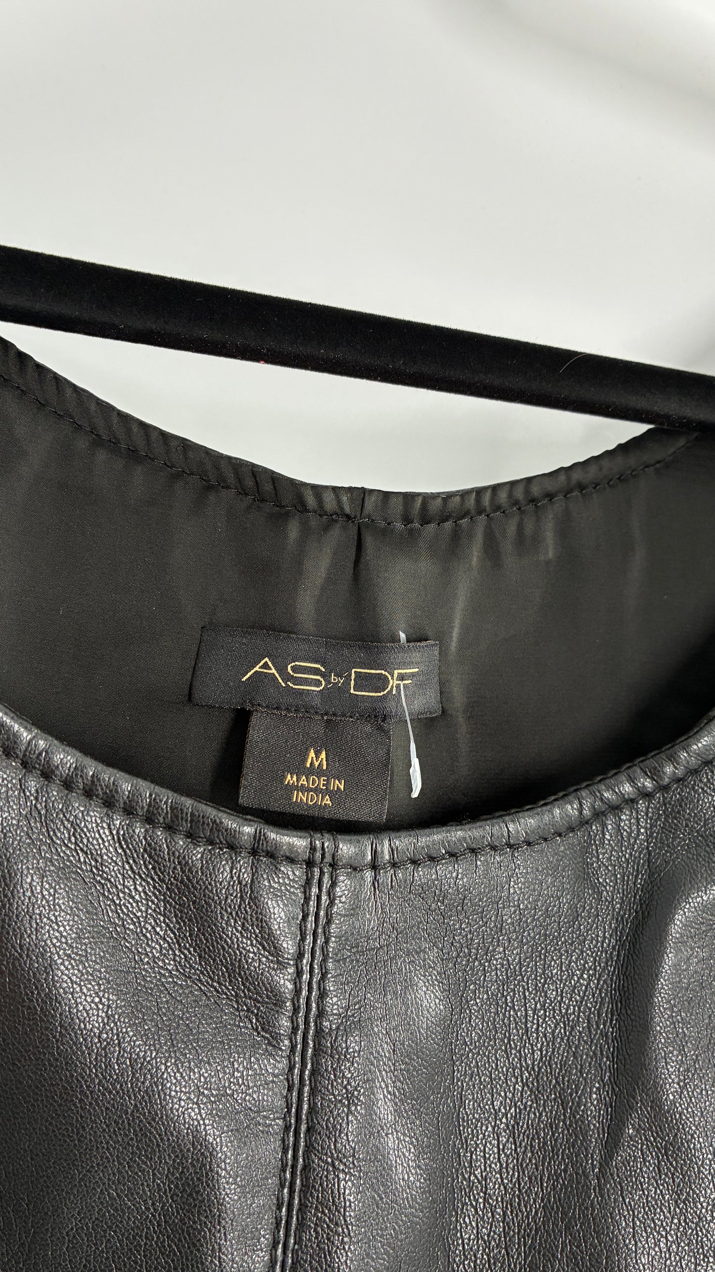 AS by DF Black Leather Sleeveless Boxy Top (Medium)