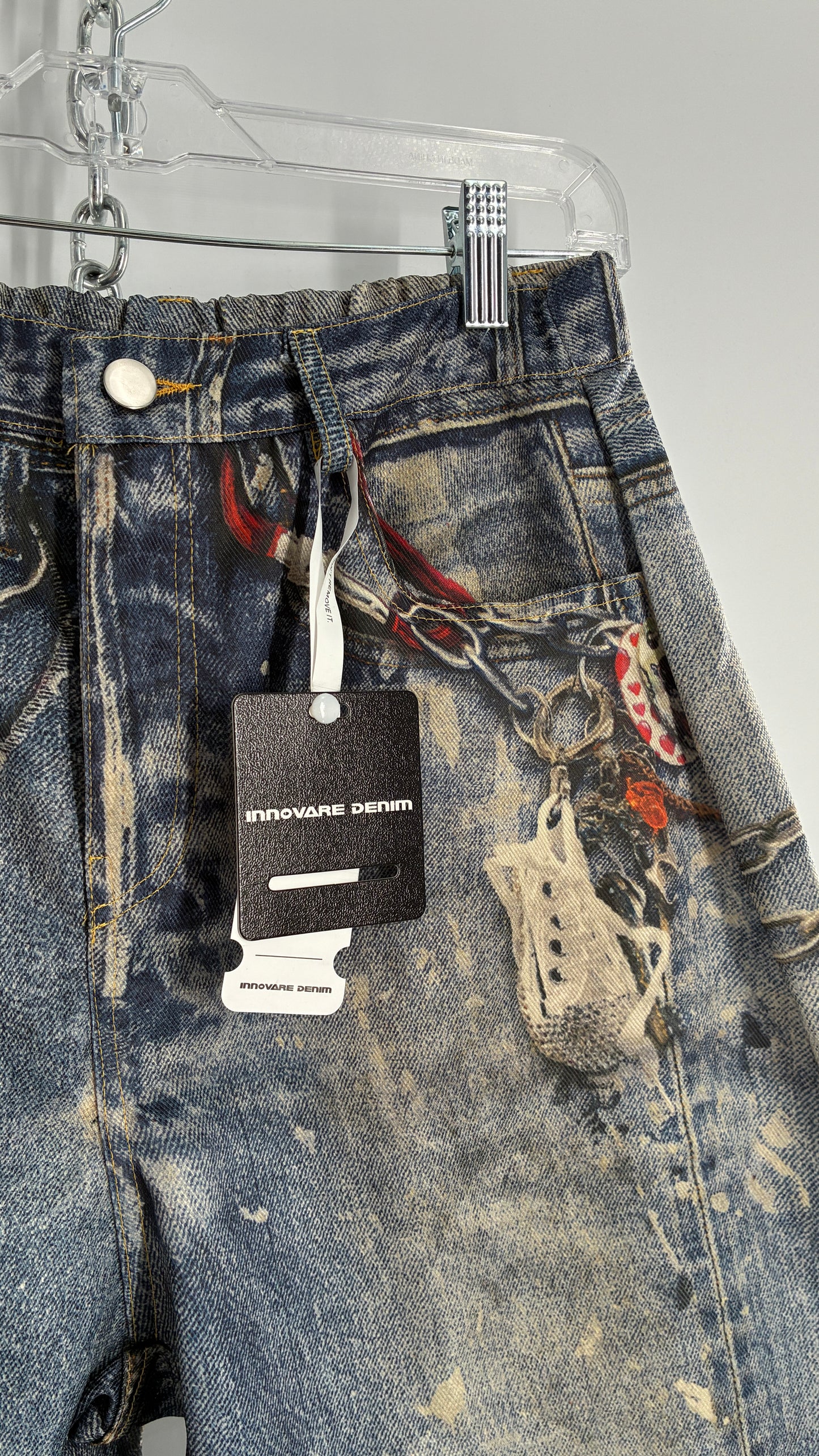 INNOVARE x Acne Studios Graphic Printed Wide Leg Jeans with Tags Attached (Small)