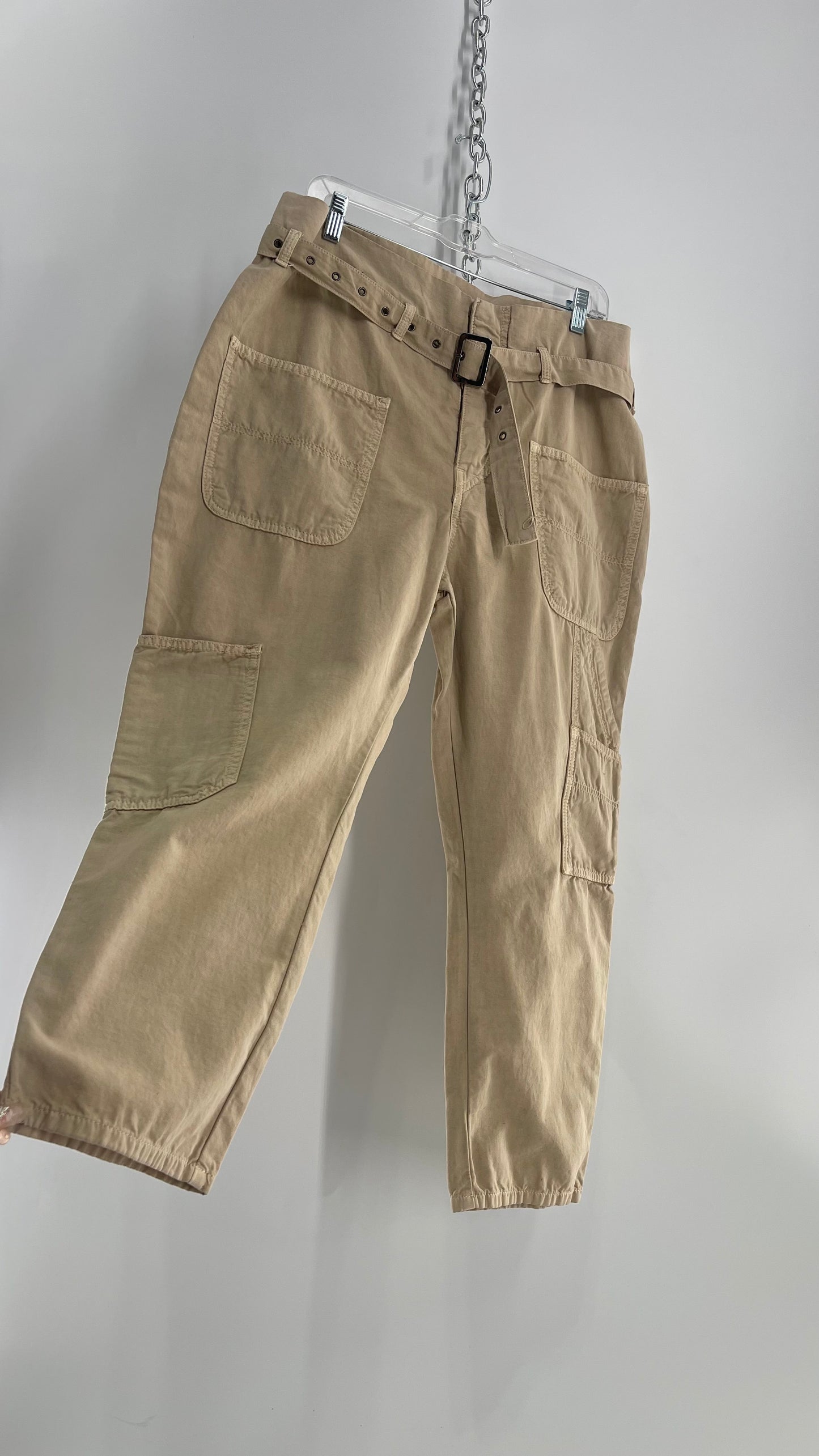 Free People Khaki Cargos with Grommet Belt (6)