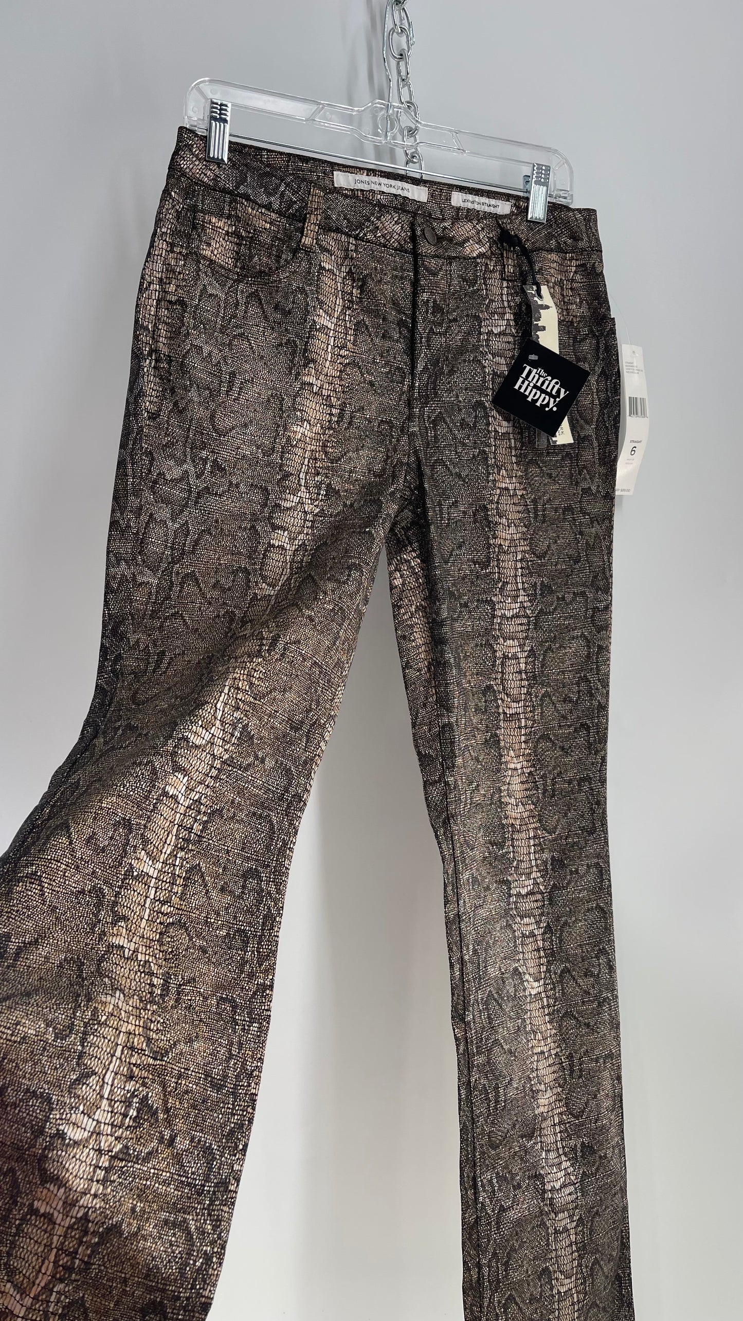 Deadstock Vintage Jones New York Metallic Python Jeans (6)