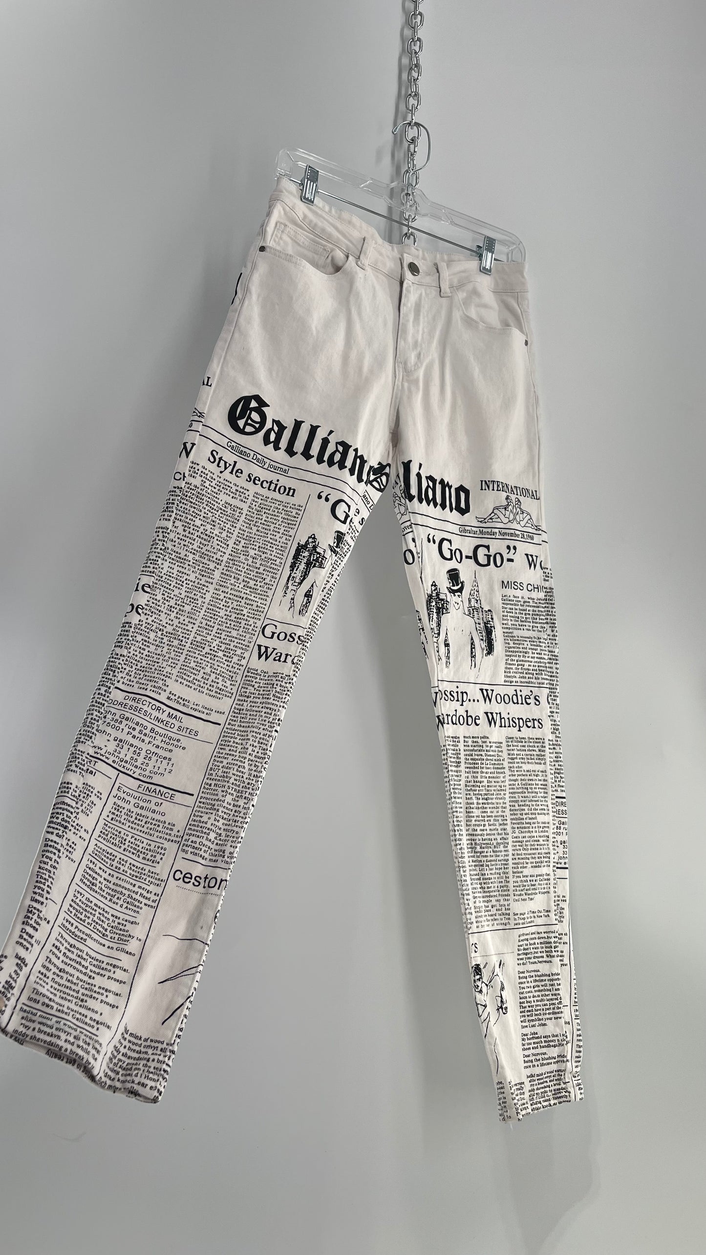 Knockoff Galliano White and Black Newsletter Jeans (C) (28)