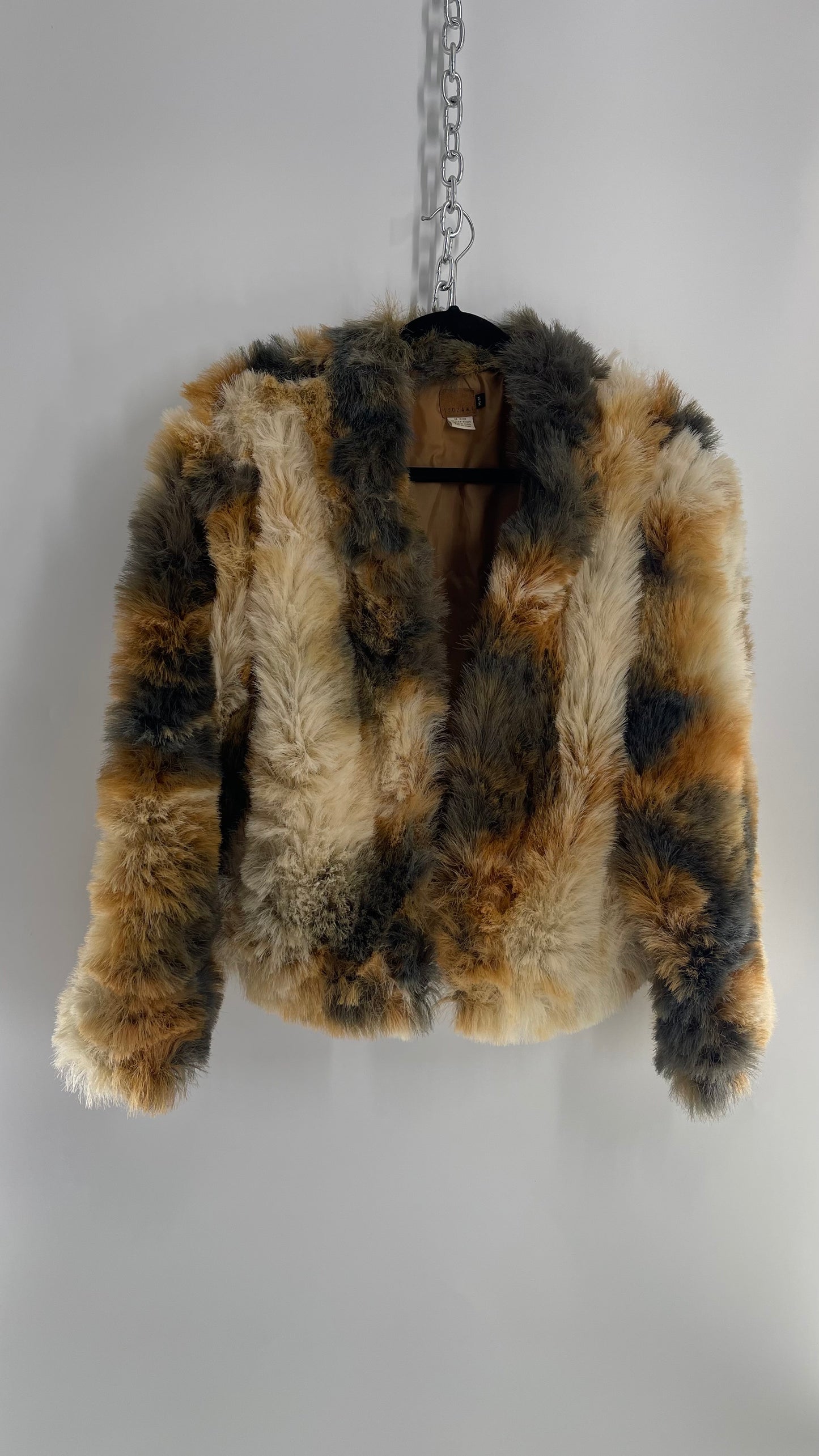 Vintage Tsunami Mixed Tone Faux Fur Coat (Medium)