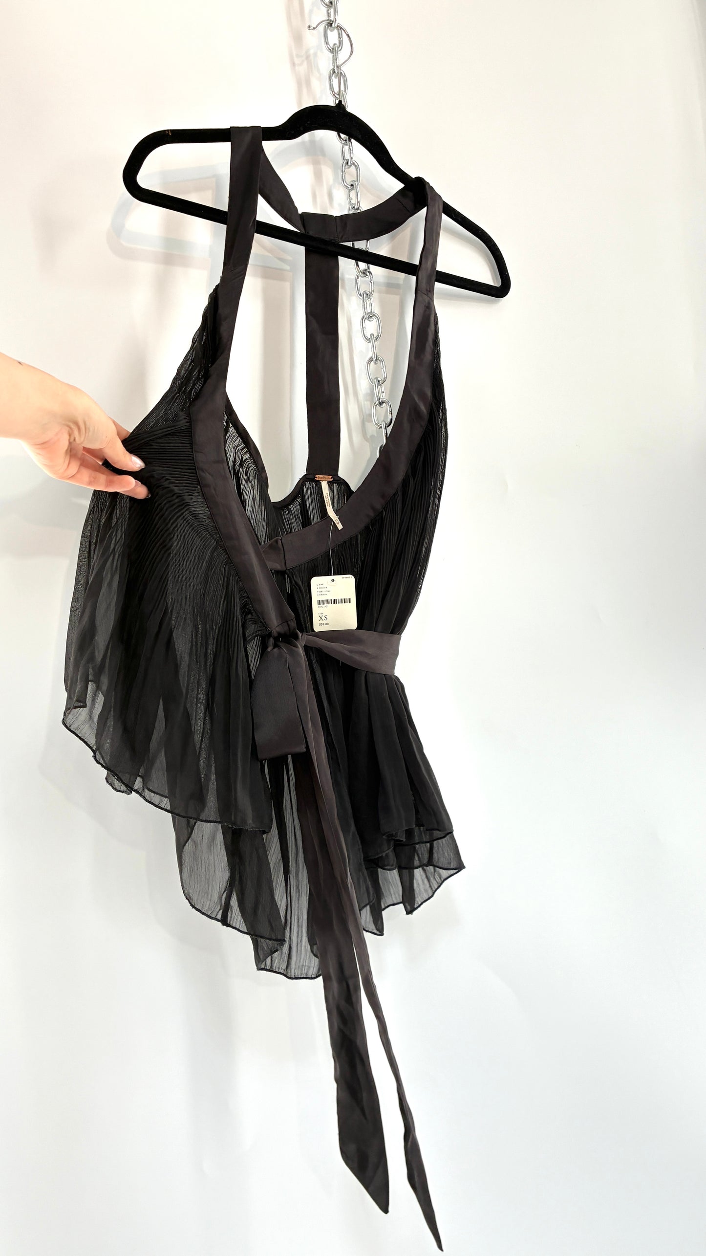 Intimately Free People Black Fluted Wrap Around Top (XS)