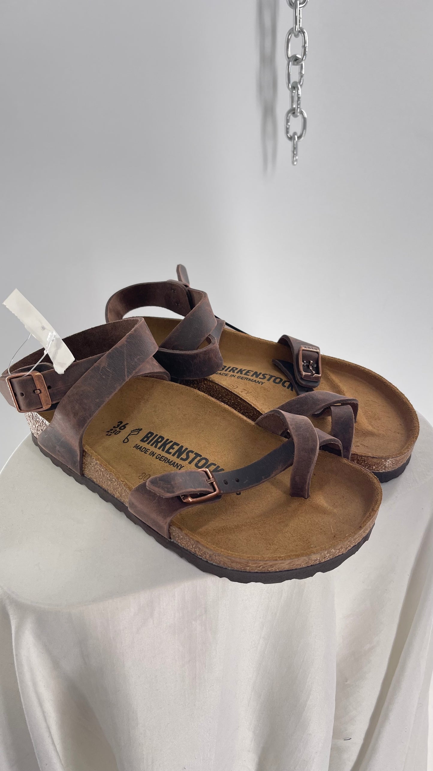 BIRKENSTOCK YARA Leather Strappy Sandal with Tags Attached (36)