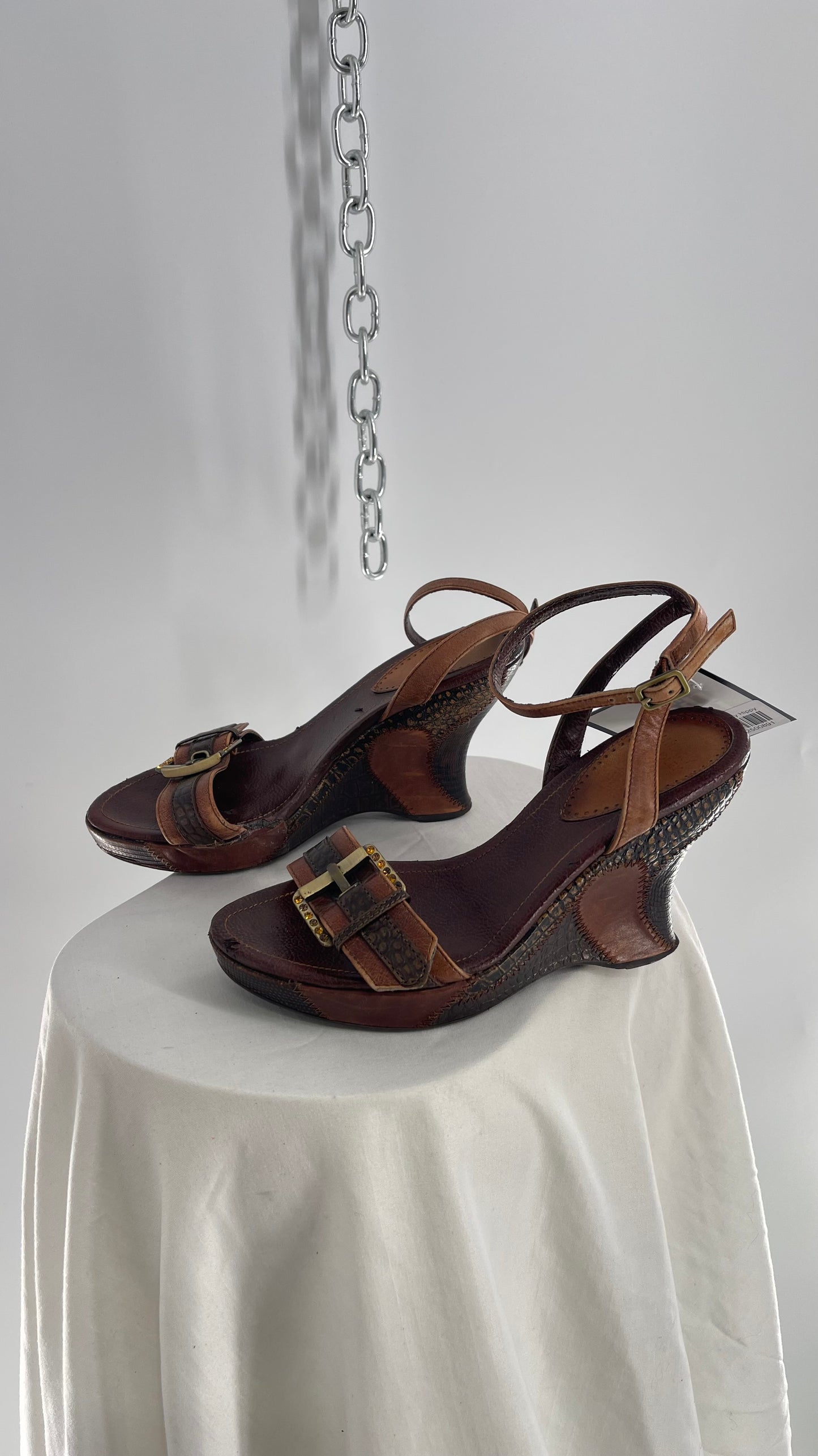 Vintage Hilary Radley Leather Patchwork Buckled Wedges (5)