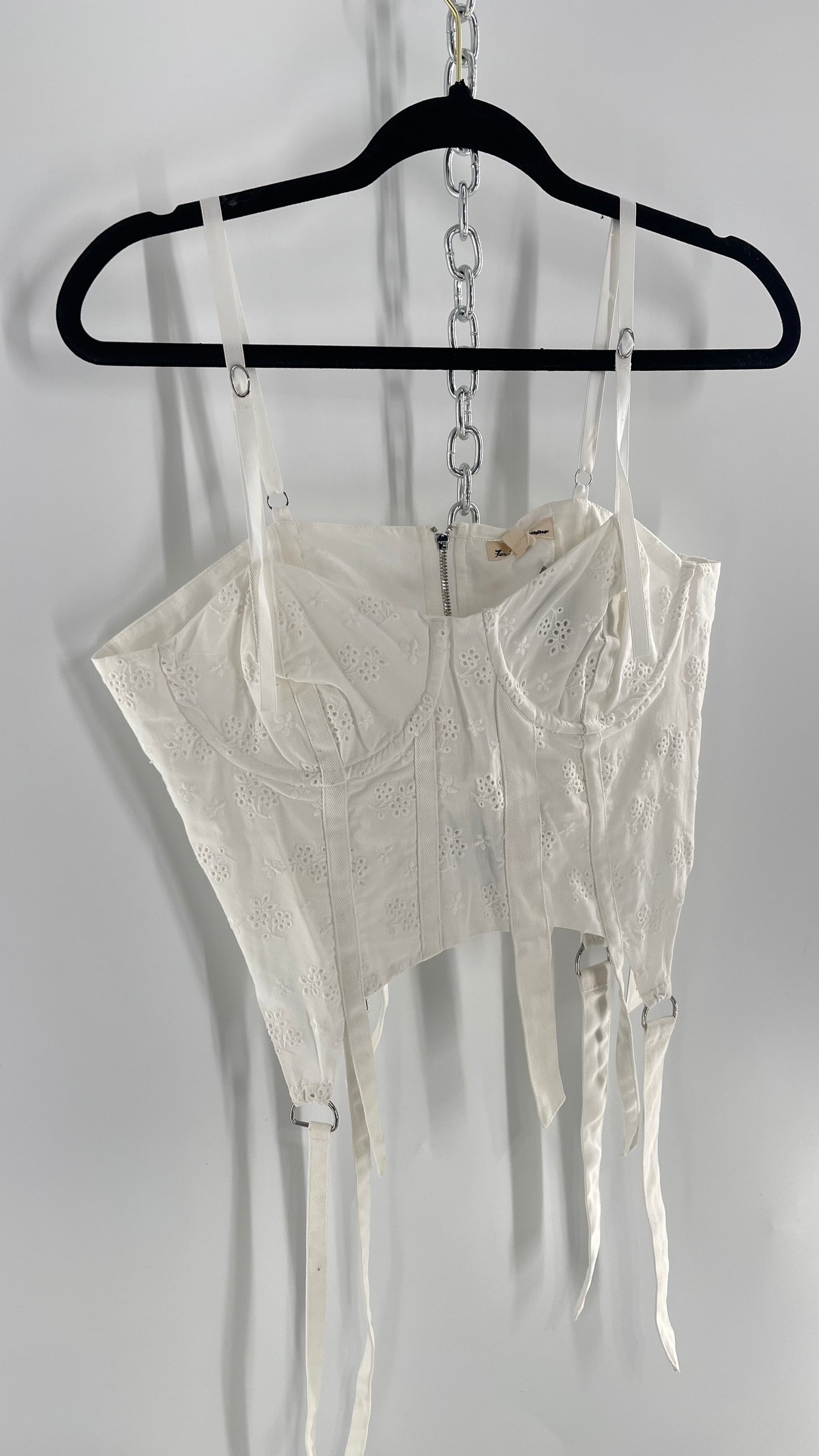 For Love and Lemons White Eyelet Lace Corset with Tags Attached (Large)