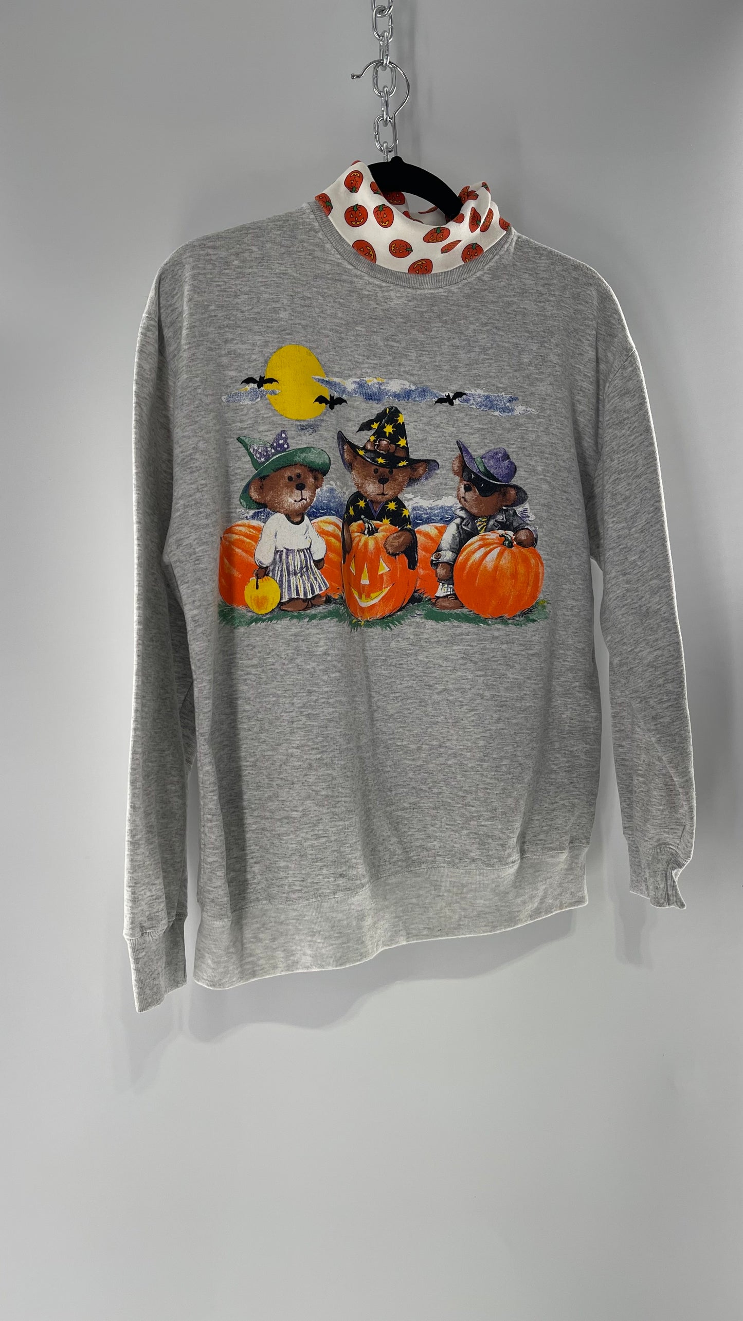 Vintage Halloween Turtle Neck Teddy Bear Sweater (Medium)