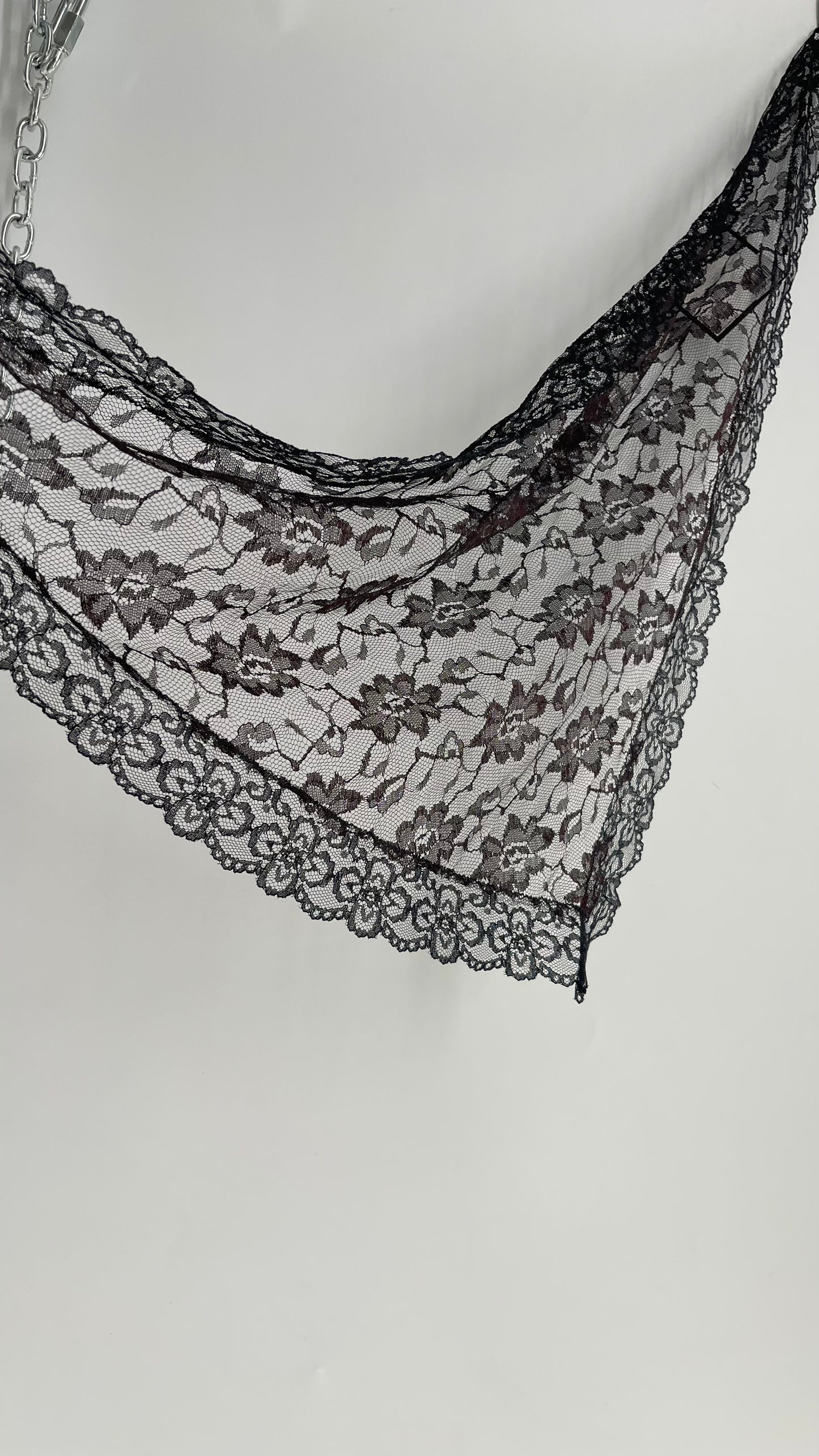 Vintage Black Brown Triangle Lace Bandana Hair/Headscarf