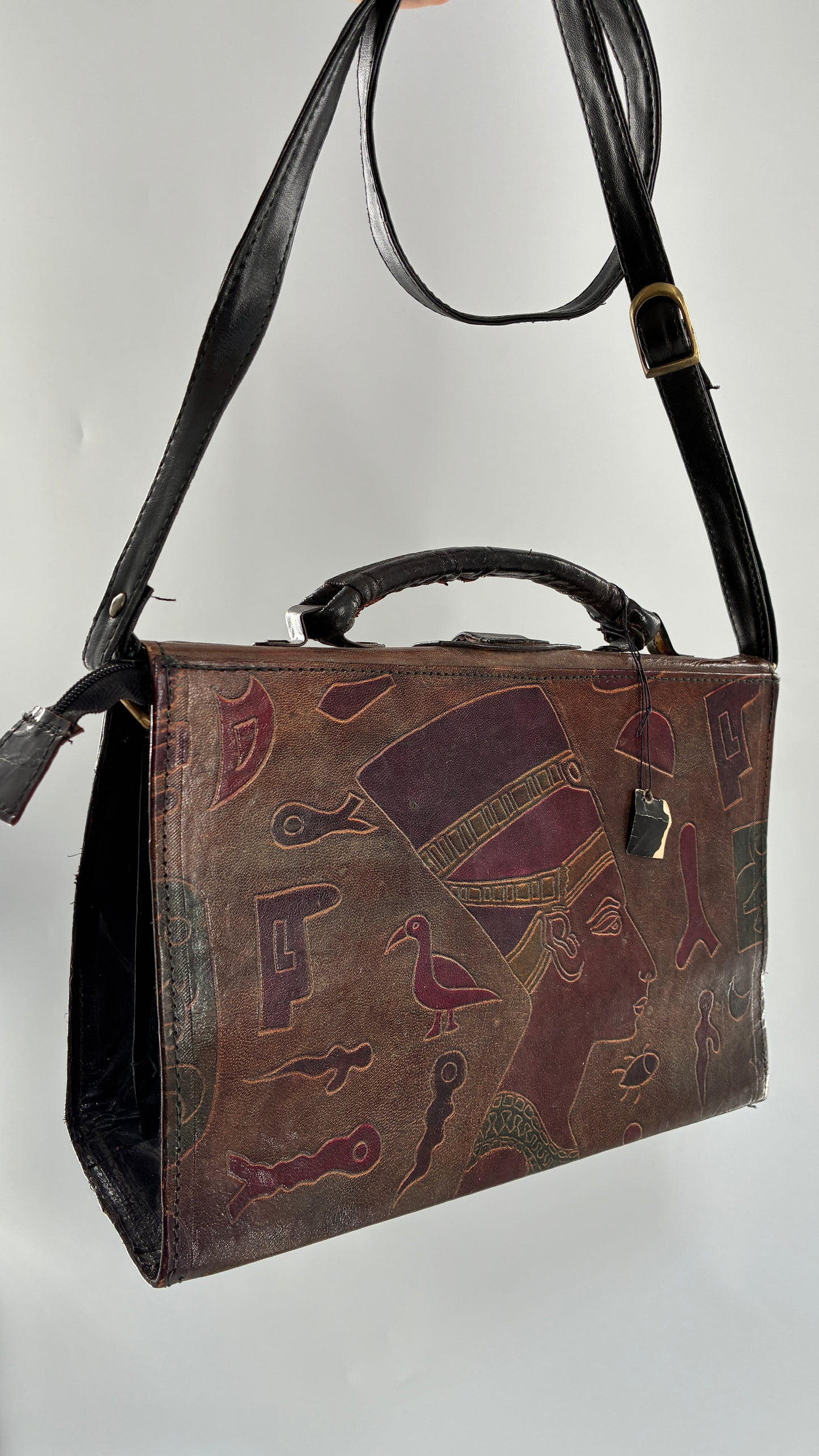 Deadstock Vintage African Leather Engraved Cross Body