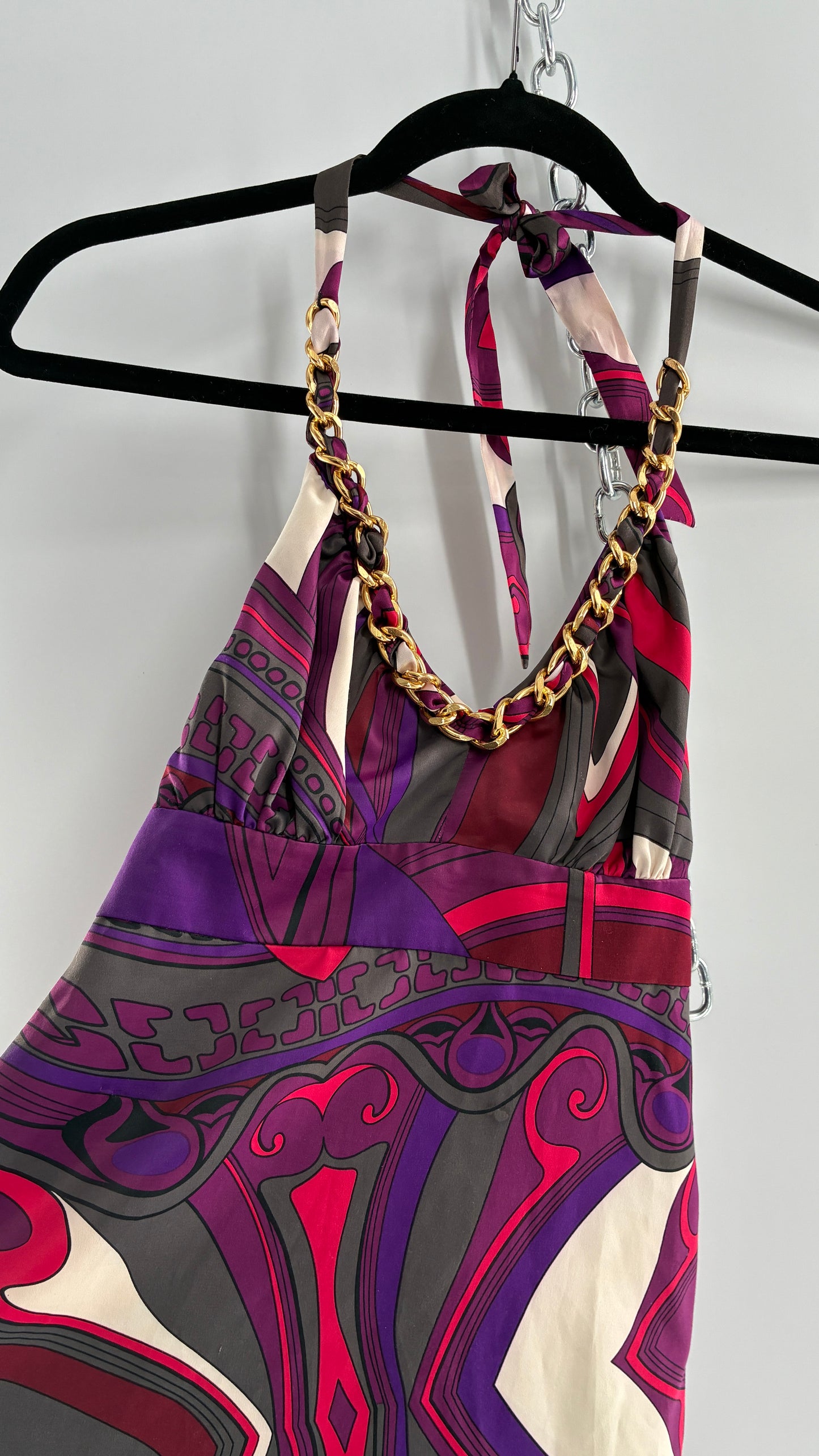 Vintage 1990s GUESS Silky Halter with Chain Detail (XS)