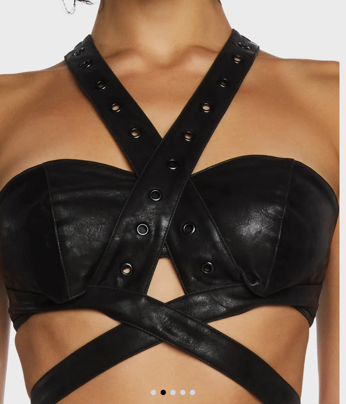Vintage DARKER WAVS Dollskill Vegan Leather Harness Bralette top