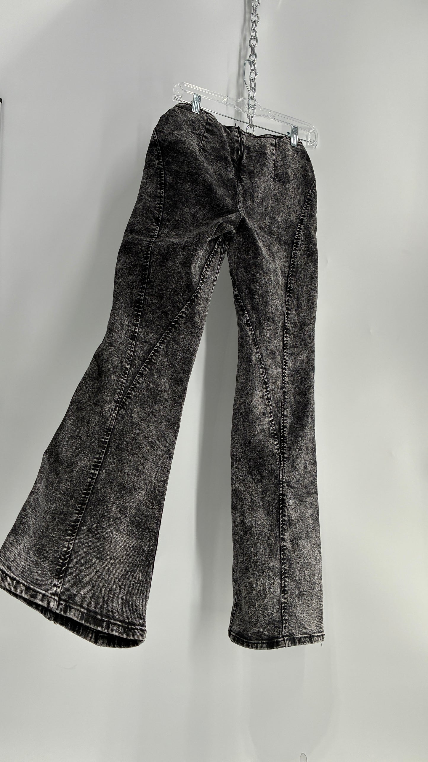 Fashion Nova Grey Acid Washed Kickflare Jeans with Hip Buckle Belts and Functional Zip Up Leg Detail (3)