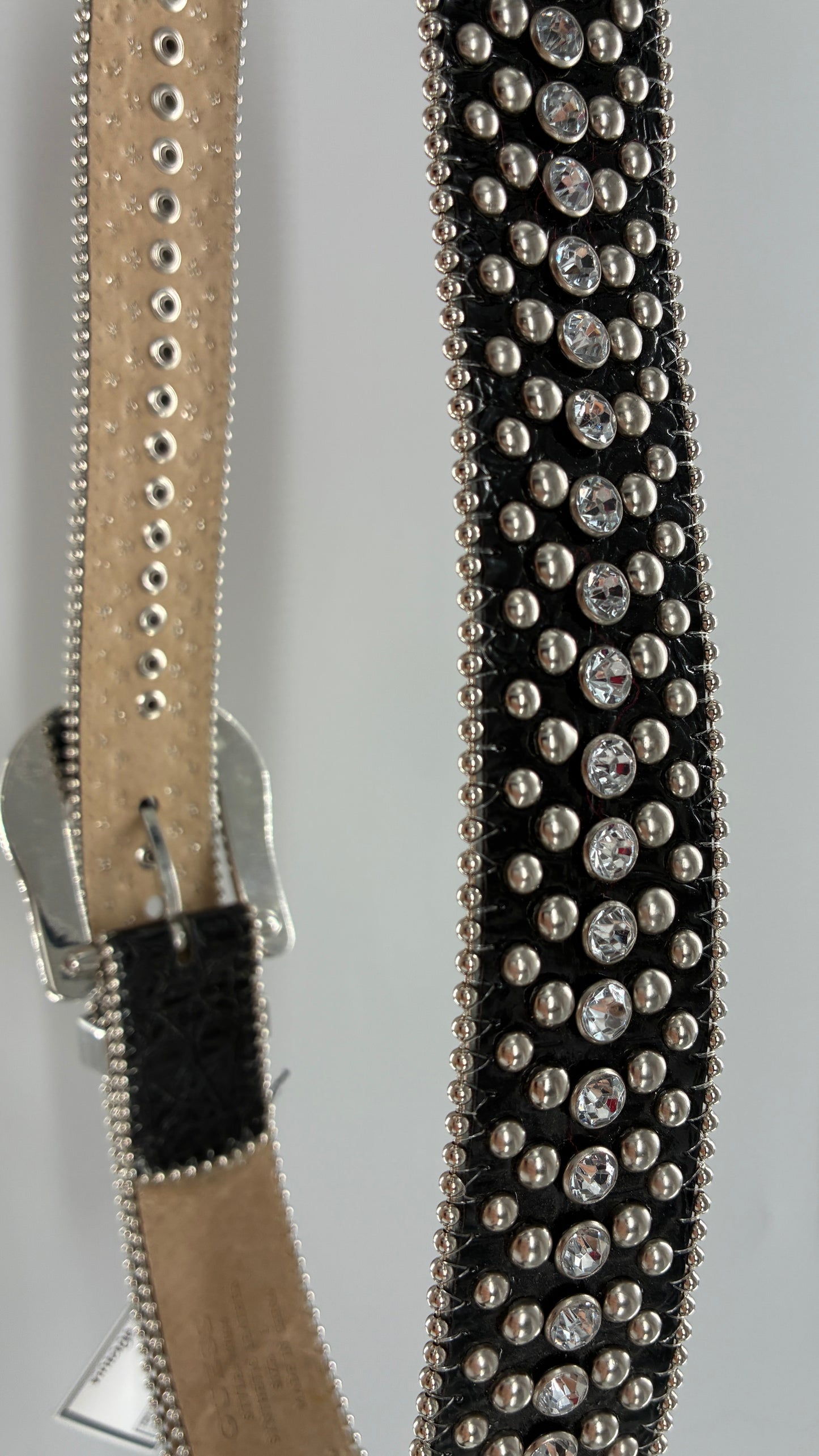 Vintage GUESS Black Rhinestone Studded Belt (Large)