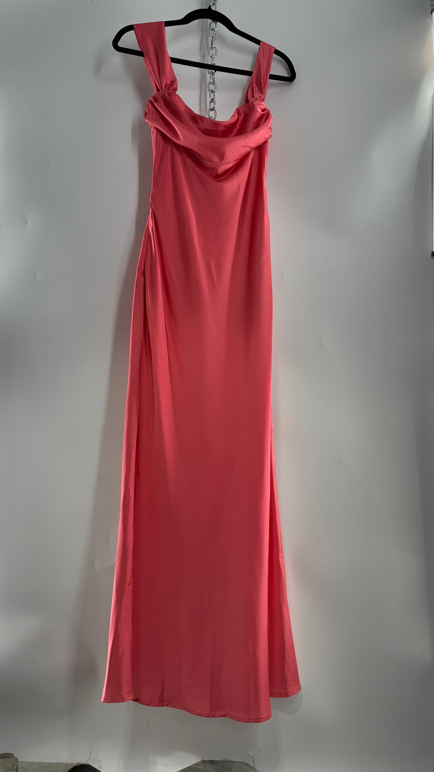 BEGINNINGS Coral Pink Gown with Draped Bust and Tags Attached  (6)