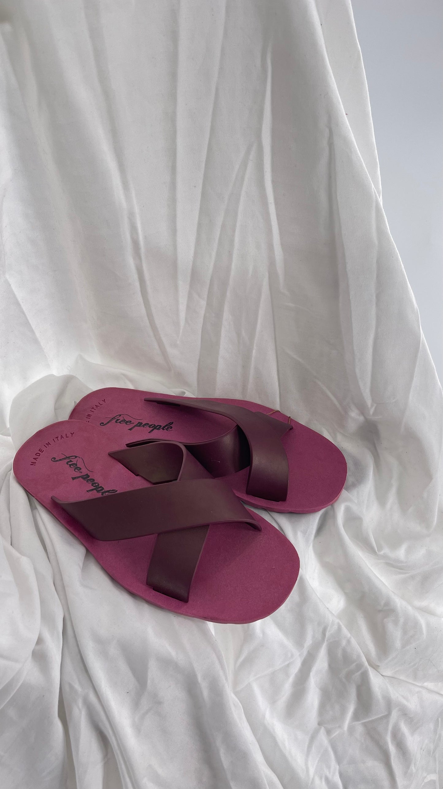 Free People Plum Rubber Slide on Flip Flops (39/40)