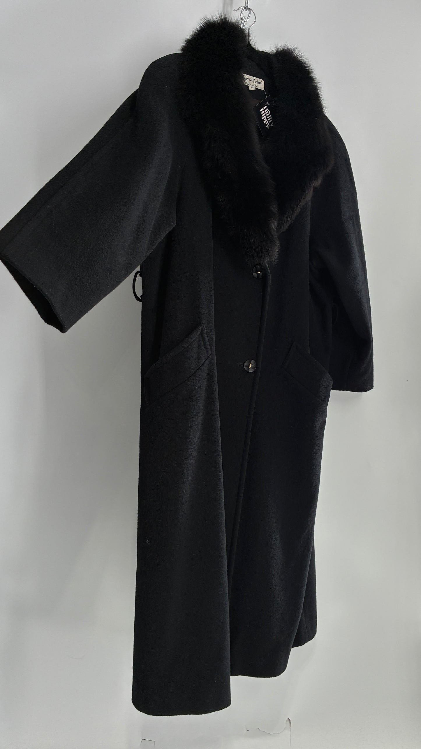 Jonathan Michael Black Full Coat with Genuine Fur Collar (C)(16)