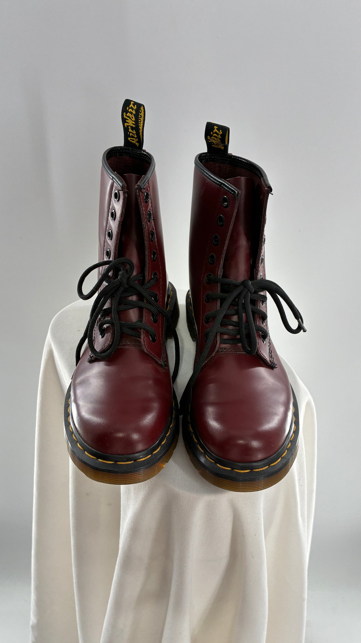 Vintage Dr. Martens Burgundy Maroon Combat Boots (6L)