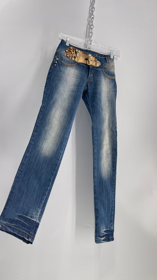 Vintage Brazilian Rhero Jean with Gold Leopard Buckle and Bum Chain (36)