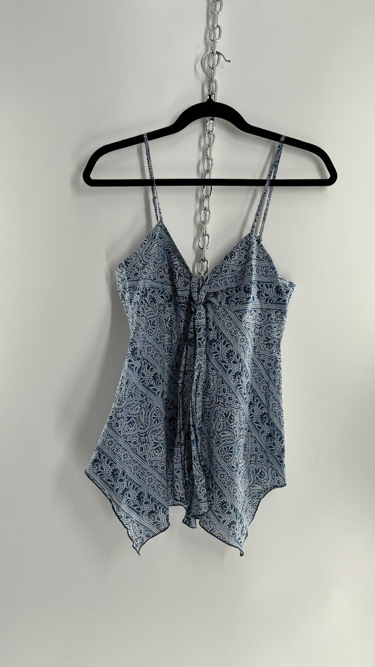 Vintage 100% Cotton Handkerchief Blue Bandana Style Camisole (2)