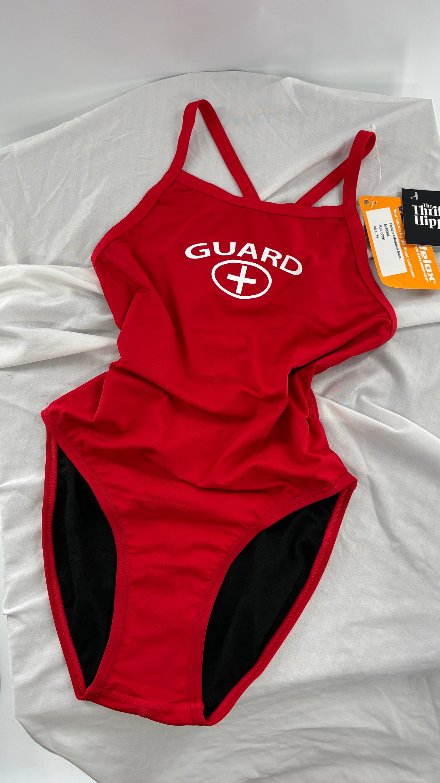 Vintage 1990s High Cut Open Back Velox Lifeguard Swimsuit (34)