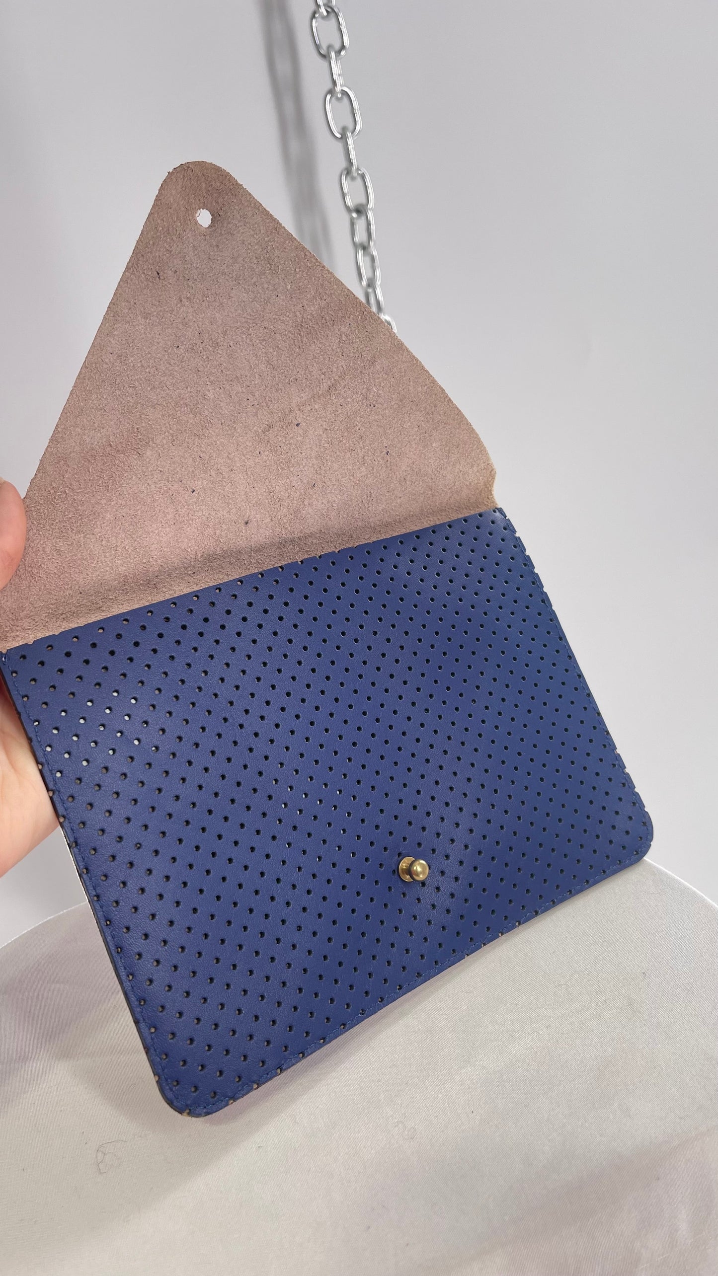 Minor History Suede Leather Royal Blue and Lilac Envelope Pouch