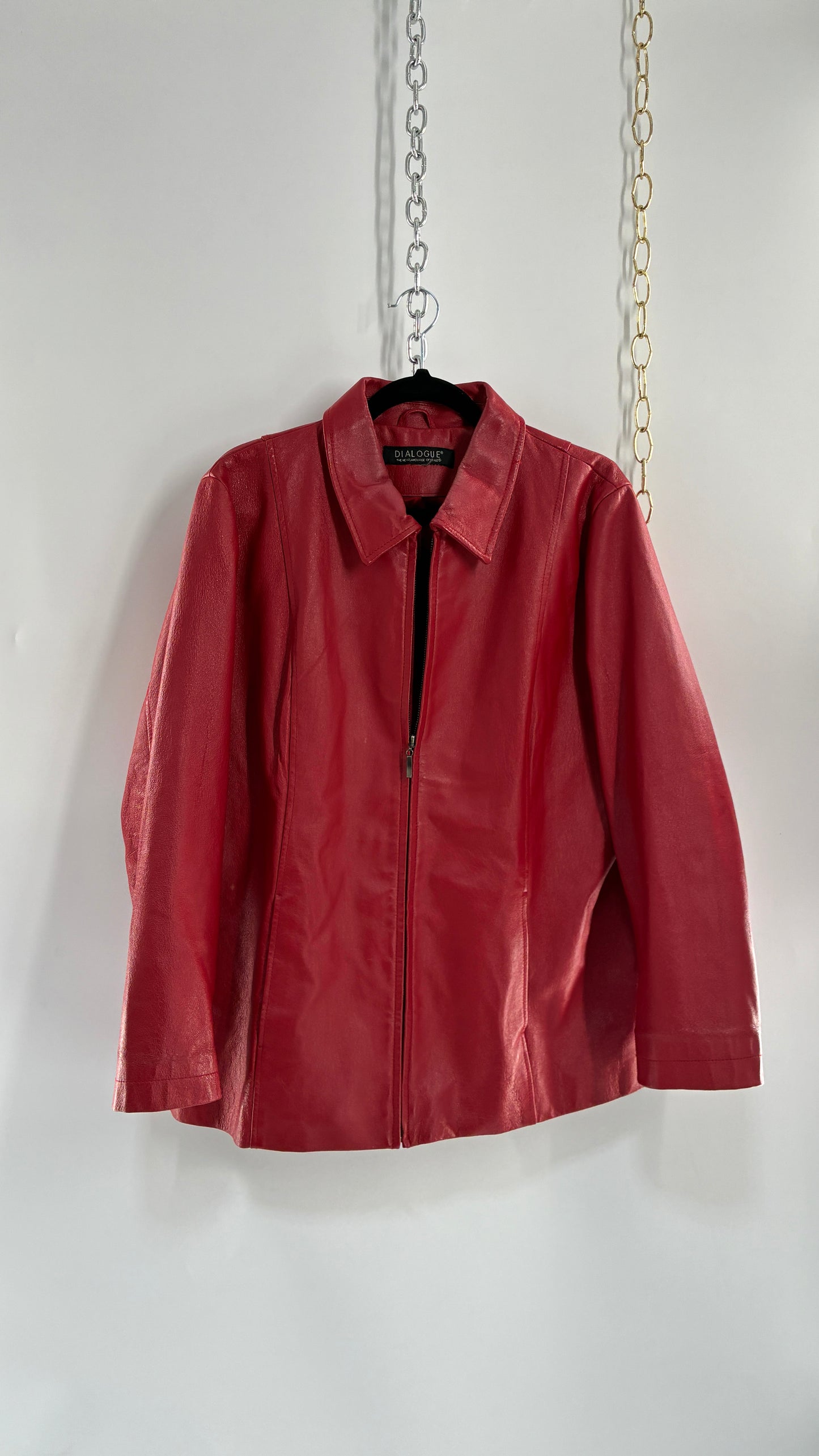 Vintage DIALOGUE Red Genuine Leather Jacket (XL/XXL)