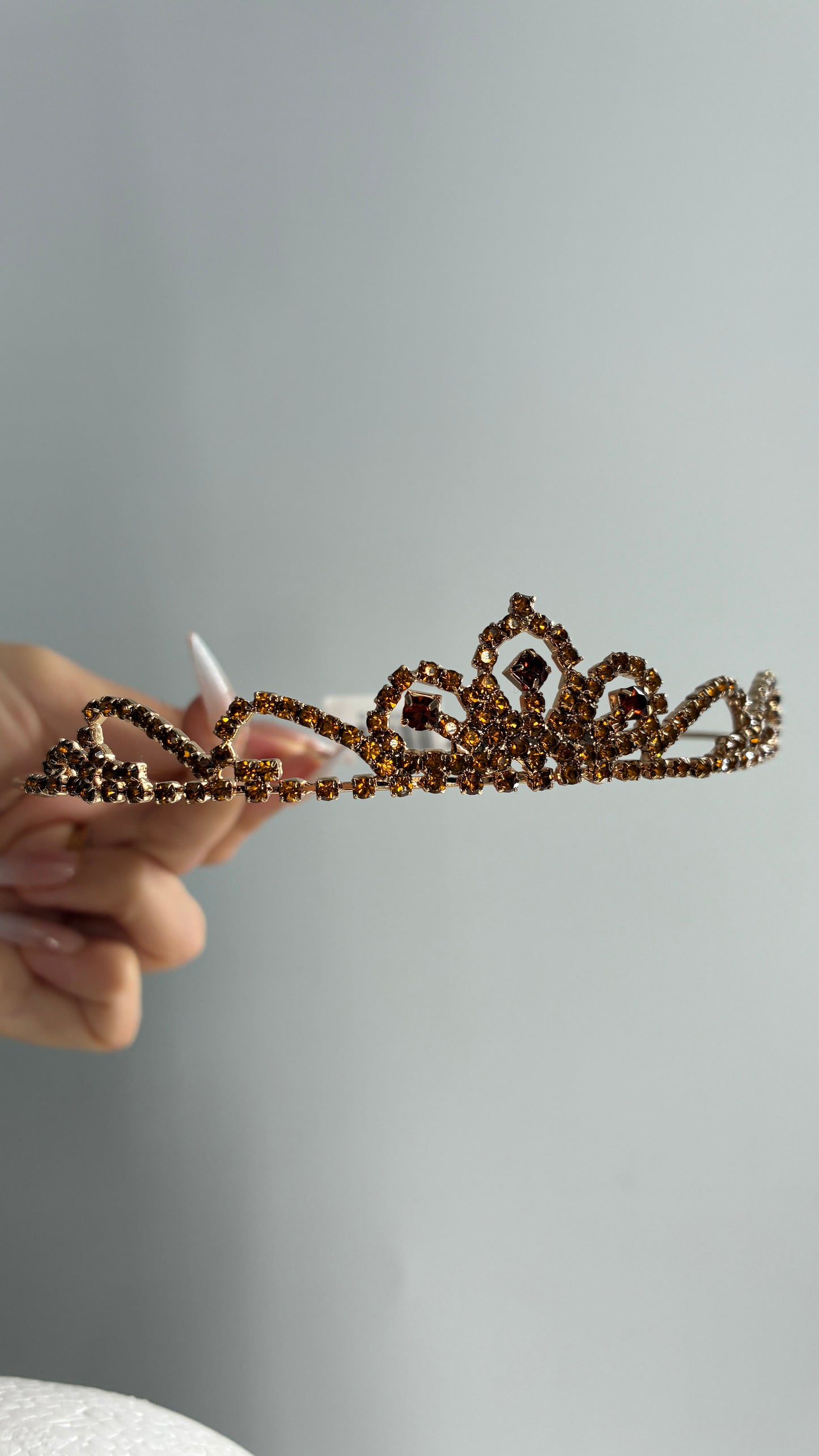 Free People Gold Burgundy Rhinestone Tiara Headband