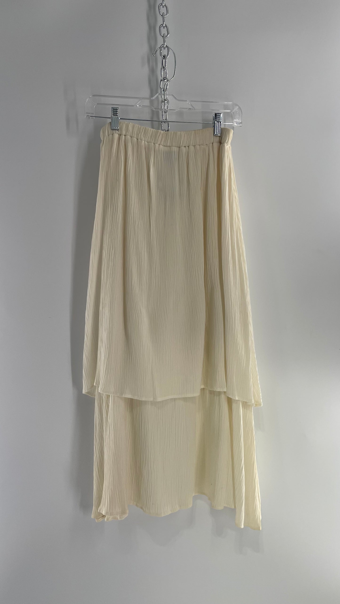 Vintage Barbara Lesser for Felicity Crimped Layered/Tiered Off White Skirt (M)